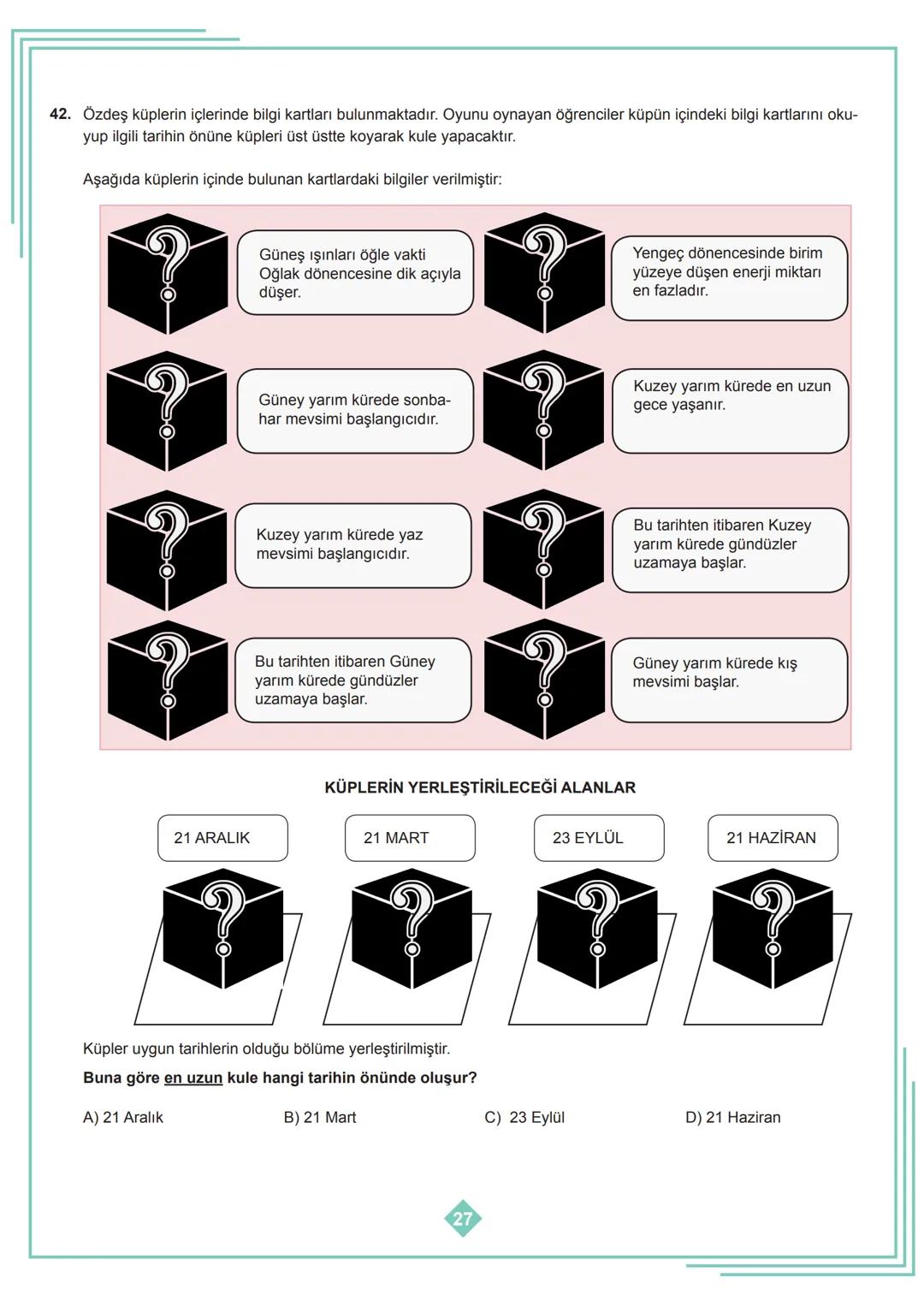 8. SINIF 1. ÜNİTE
ÇALIŞMA FASİKÜLÜ
FEN BİLİMLERİ
Bu kitapçık İSTANBUL Ölçme Değerlendirme Merkezi
tarafından hazırlanmıştır. 1. Dünya'nın h
