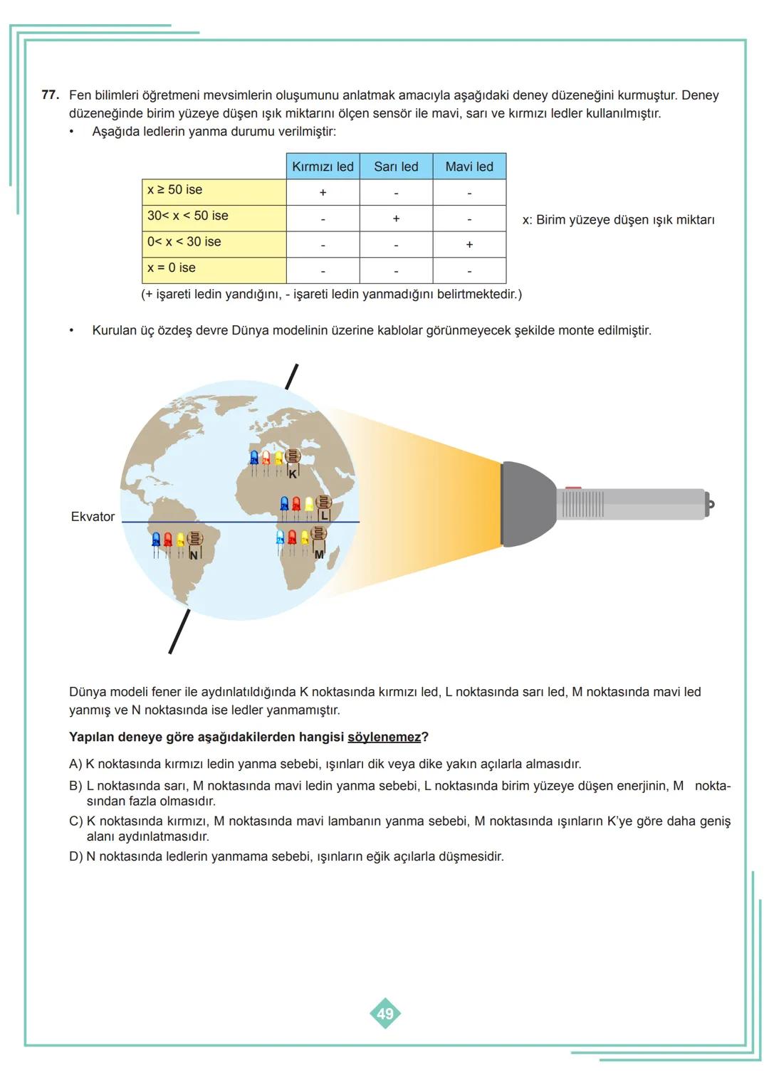 8. SINIF 1. ÜNİTE
ÇALIŞMA FASİKÜLÜ
FEN BİLİMLERİ
Bu kitapçık İSTANBUL Ölçme Değerlendirme Merkezi
tarafından hazırlanmıştır. 1. Dünya'nın h