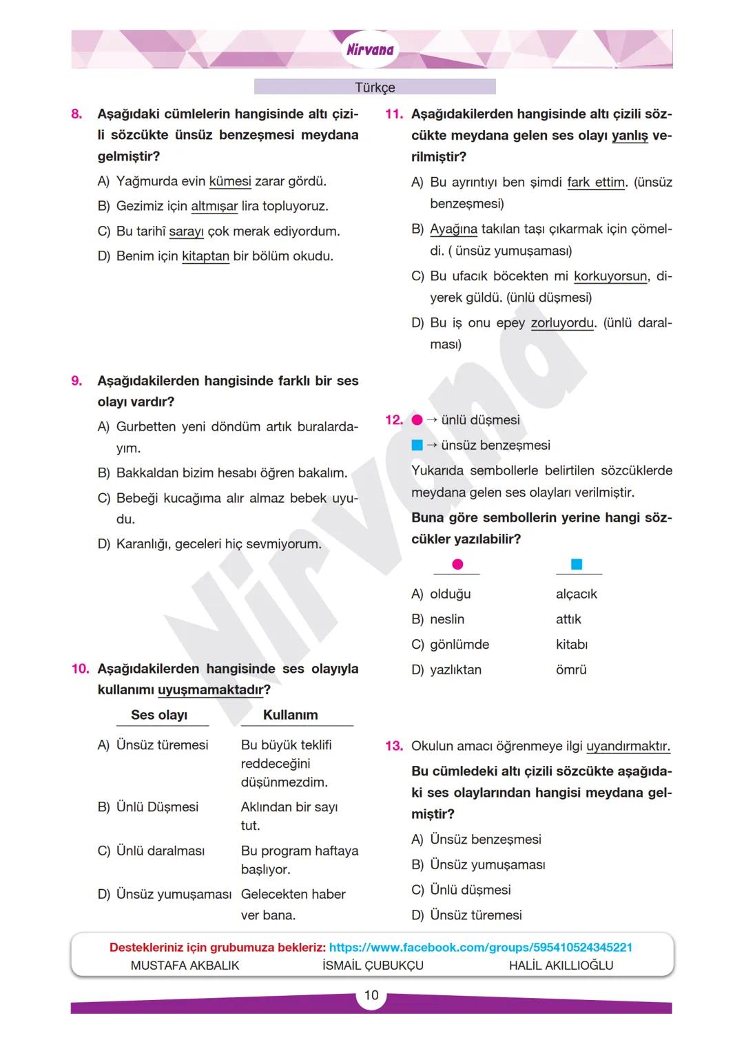 Nirvana
TÜRKÇE ÖĞRETMENLERİ
ÇALIŞMA GRUBU
Türkçe
Durağı
Türkçe Öğretmenleri Çalışma Grubu
SES BİLGİSİ
KONU ANLATIMI VE
KARMA TESTLER
Hazırla