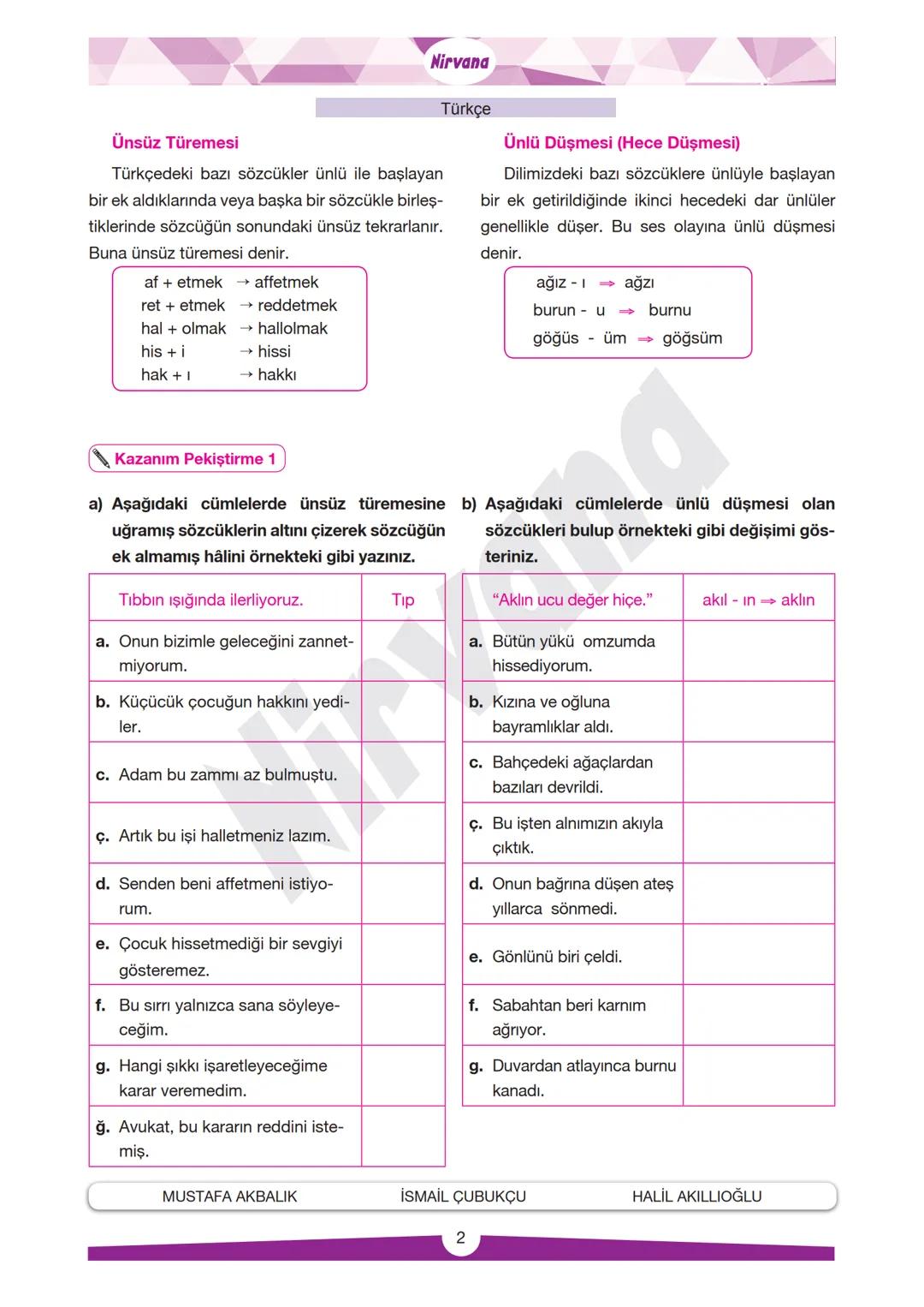 Nirvana
TÜRKÇE ÖĞRETMENLERİ
ÇALIŞMA GRUBU
Türkçe
Durağı
Türkçe Öğretmenleri Çalışma Grubu
SES BİLGİSİ
KONU ANLATIMI VE
KARMA TESTLER
Hazırla