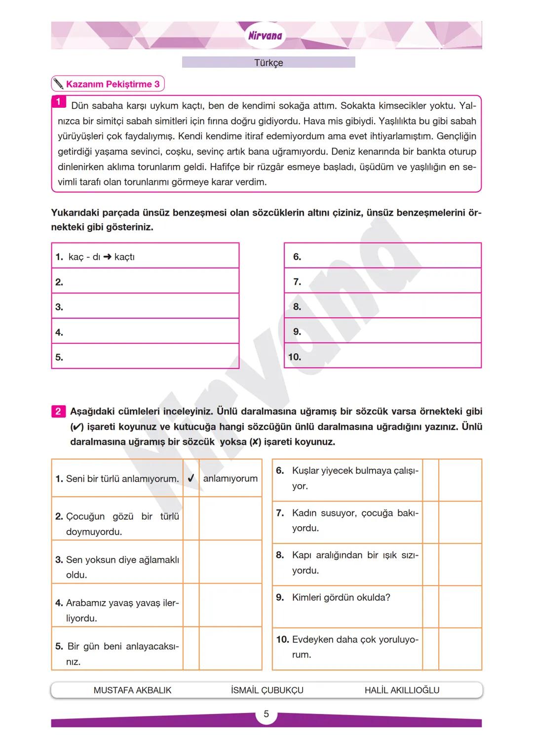 Nirvana
TÜRKÇE ÖĞRETMENLERİ
ÇALIŞMA GRUBU
Türkçe
Durağı
Türkçe Öğretmenleri Çalışma Grubu
SES BİLGİSİ
KONU ANLATIMI VE
KARMA TESTLER
Hazırla