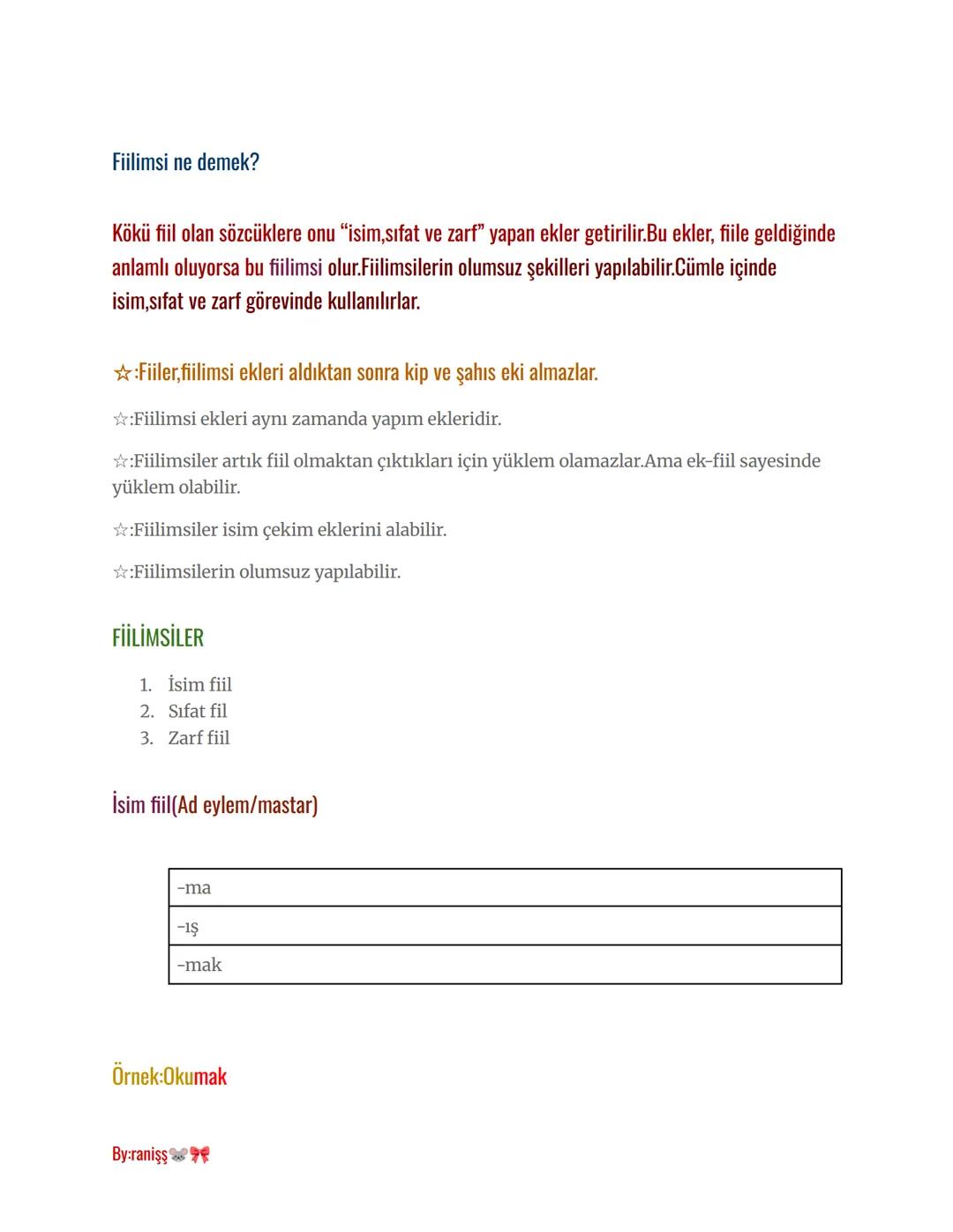 # 8.SINIF TÜRKÇE (FİİLİMSİLER)
BY:ranişş 💕🎀
Filimsiler
03.08.2025
8. SINIF TÜRKÇE Fiilimsi ne demek?
Kökü fiil olan sözcüklere onu "isim