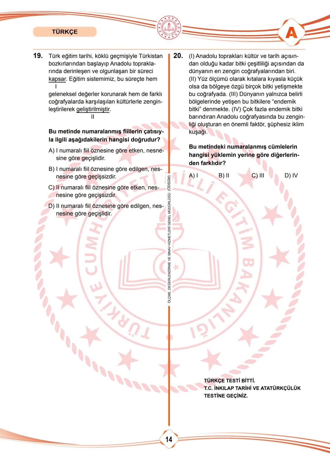 2025 SÖZEL BÖLÜM
T.C.
MİLLÎ EĞİTİM BAKANLIĞI
ÖLÇME, DEĞERLENDİRME VE SINAV HİZMETLERİ GENEL MÜDÜRLÜĞÜ
SINAVLA ÖĞRENCİ ALACAK ORTAÖĞRETİM
KUR