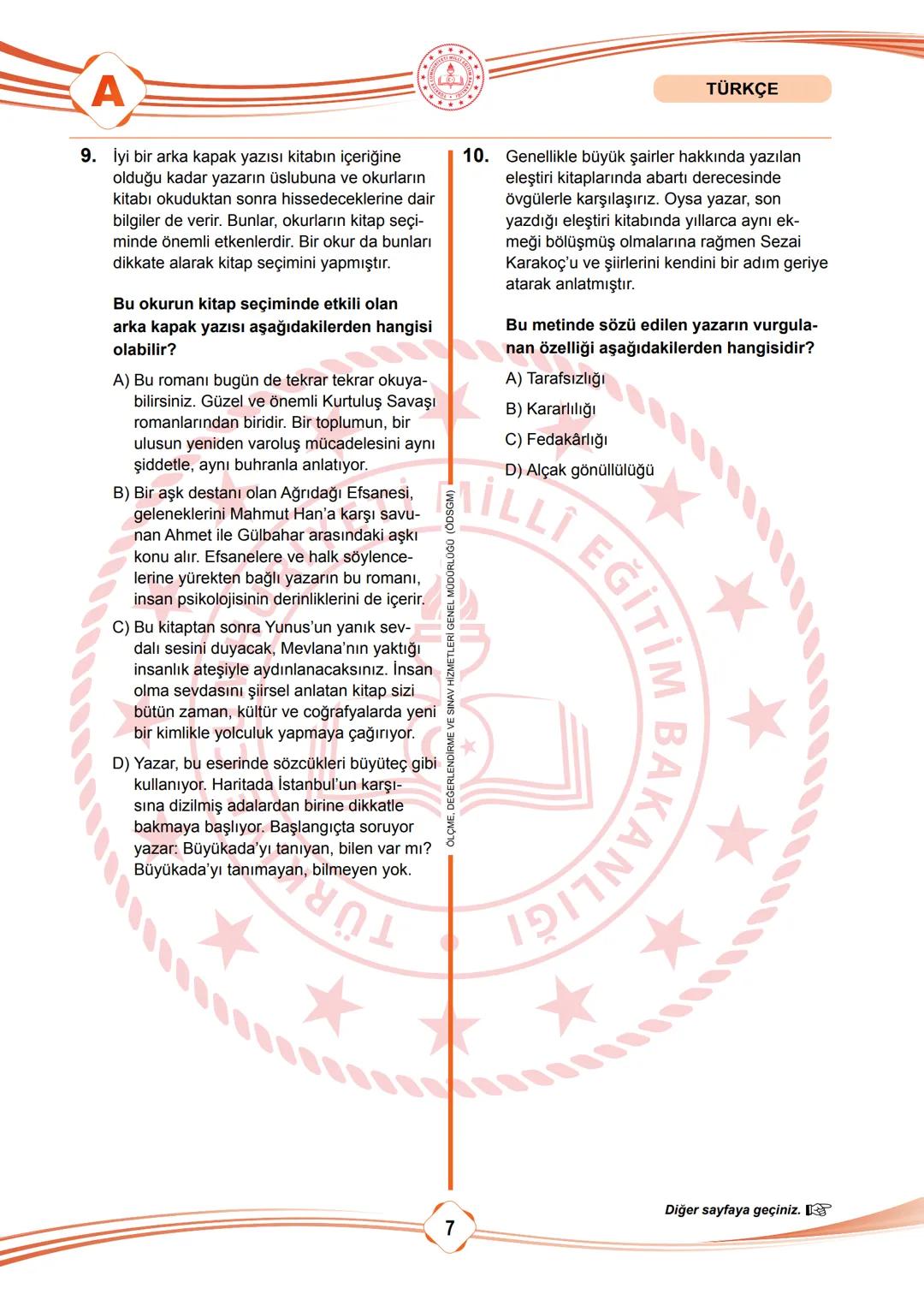 2025 SÖZEL BÖLÜM
T.C.
MİLLÎ EĞİTİM BAKANLIĞI
ÖLÇME, DEĞERLENDİRME VE SINAV HİZMETLERİ GENEL MÜDÜRLÜĞÜ
SINAVLA ÖĞRENCİ ALACAK ORTAÖĞRETİM
KUR