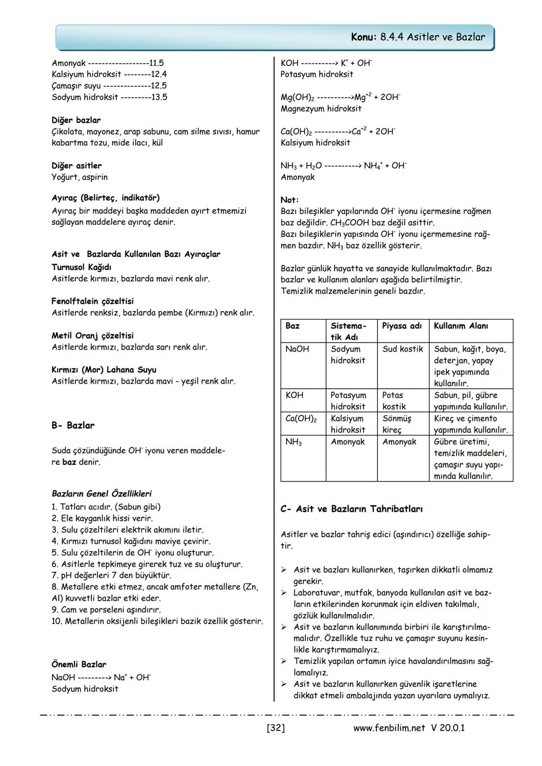 # 8.Sınıf Fen Bilimleri Ders Notları
Barış ZEREN
Fen Bilimleri Öğretmeni
www.fenbilim.net V 20.0.1 1.Ünite: Mevsimler ve İklim
Konu: 8.1.1