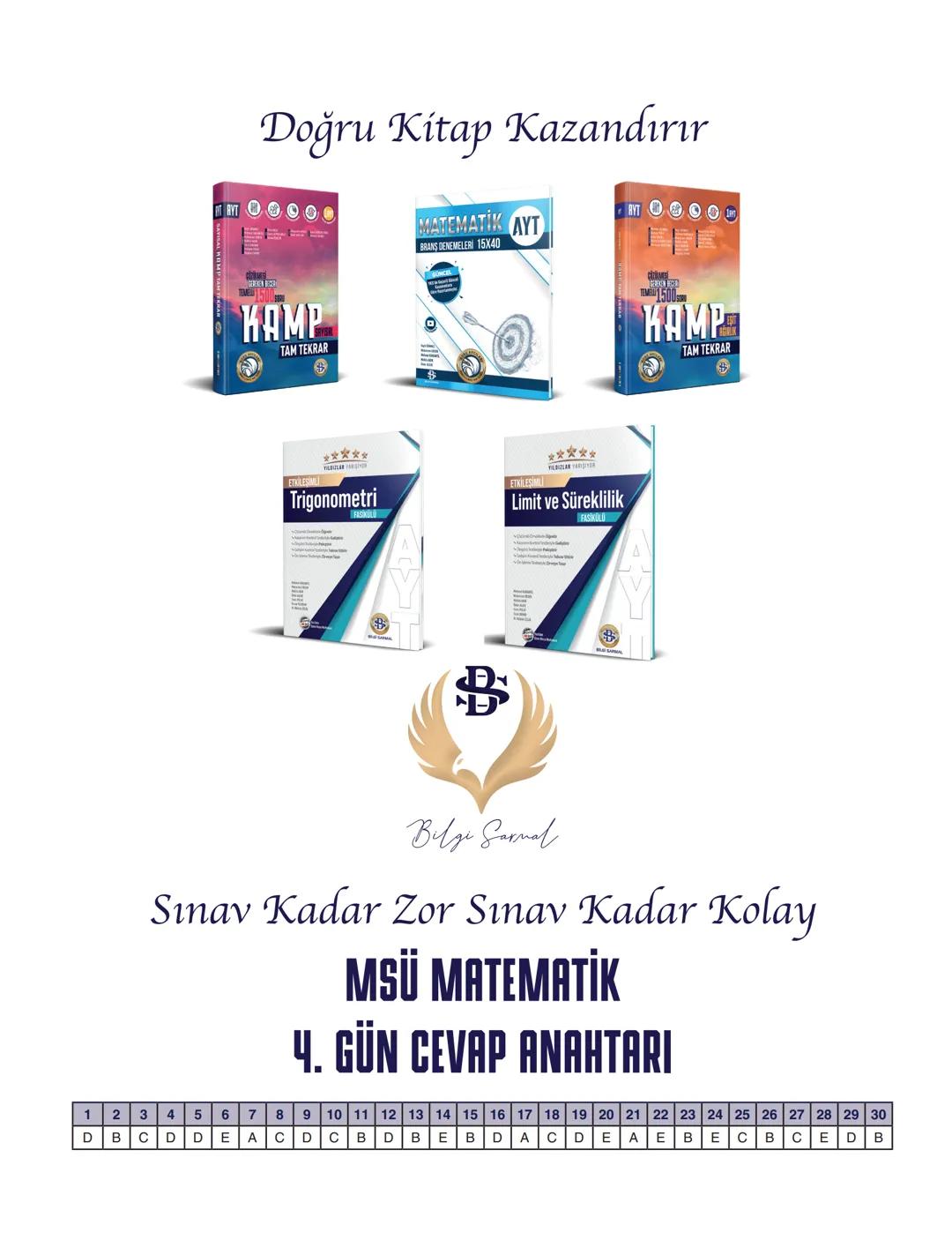 --- OCR Start ---
Bilgi Sarnal
Hayaller Hayatlar Olsun Diye...
MSÜ MATEMATİK KAMPI
*
BİLGİ SARMAL YAYINLARI
MATEMATİK ZÜMRESİ
**
Seyit DÖNME