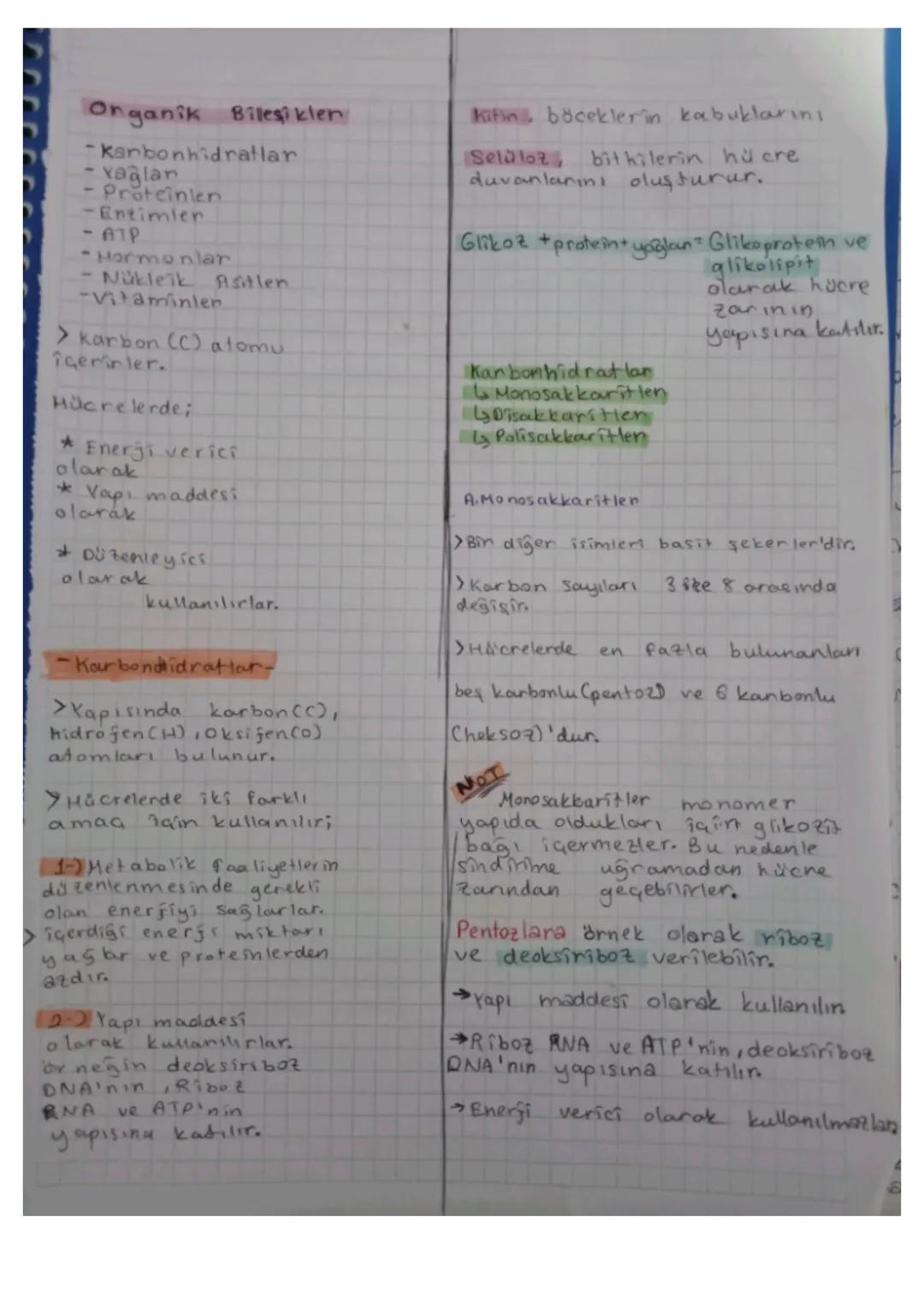 Canlıların Ortak Özellikleri/Organik Bileşikler