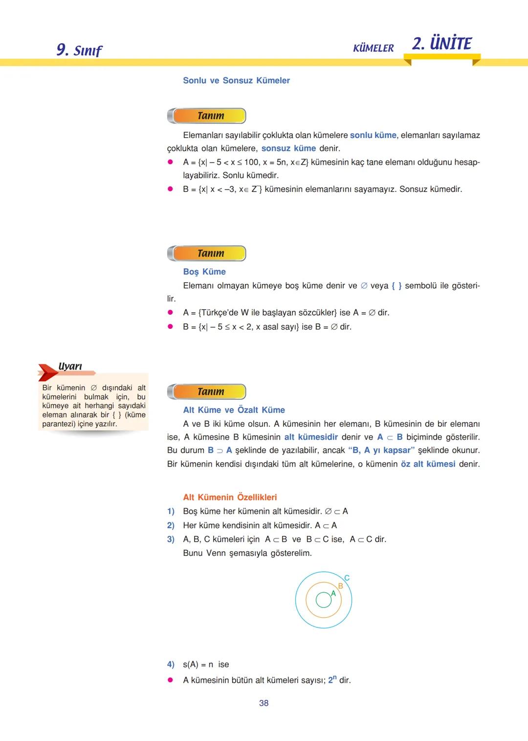 9. Sınıf
Uyarı
n tane basit önermenin doğru-
luk tablosunda 2 tane durum
vardır.
Çözüm:
a) Önermedir. Doğrudur.
b) Önermedir. Doğrudur.
c) Ö
