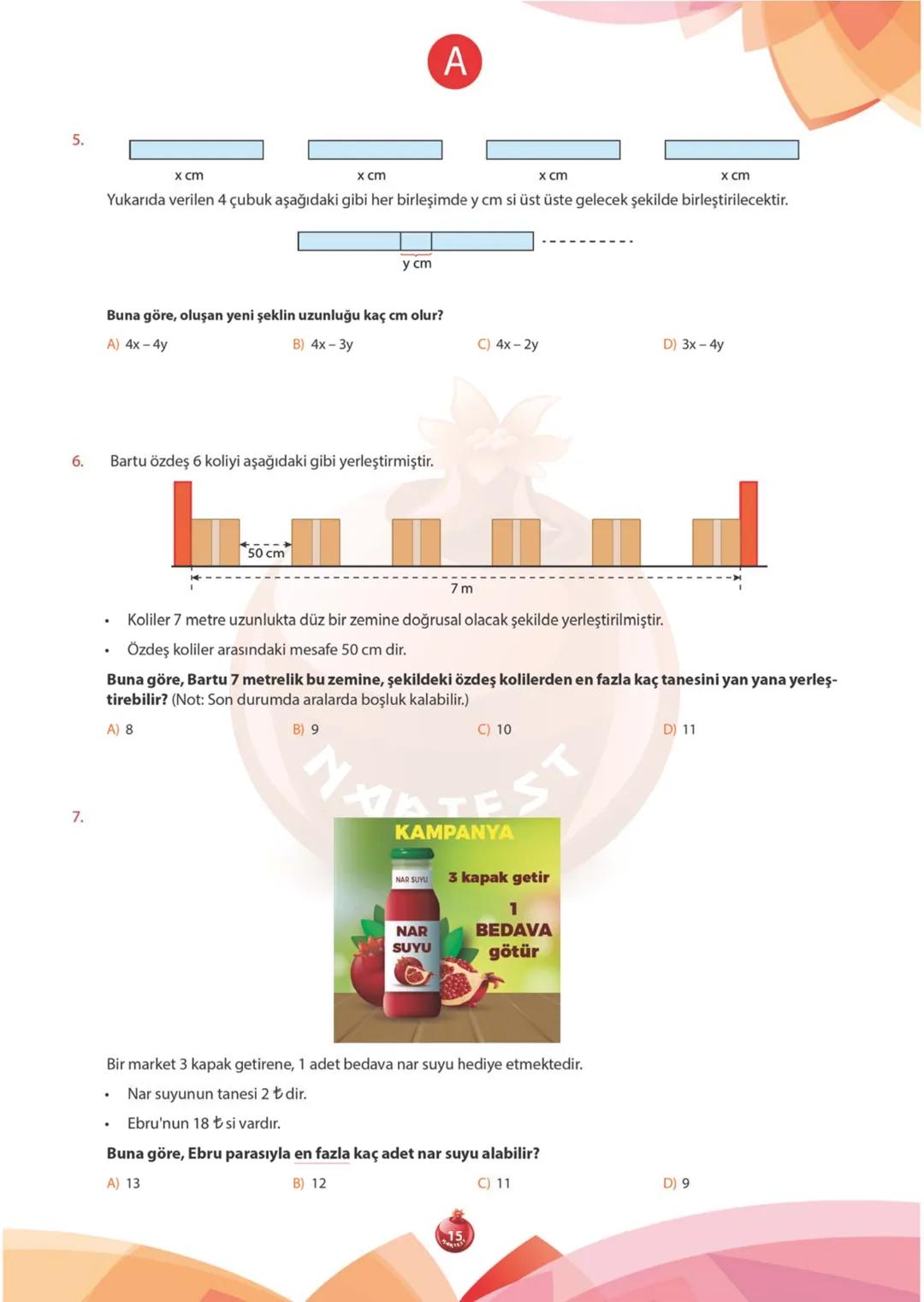 A
KİTAPÇIĞI
2019
KURUMSAL
7. SINIF KURUMSAL DENEME SINAVI
Adı Soyadı:
Okulu:
Sınıfı / Şubesi:
Numarası:
SÖZEL BÖLÜM
Dersler Soru Sayısı Topl