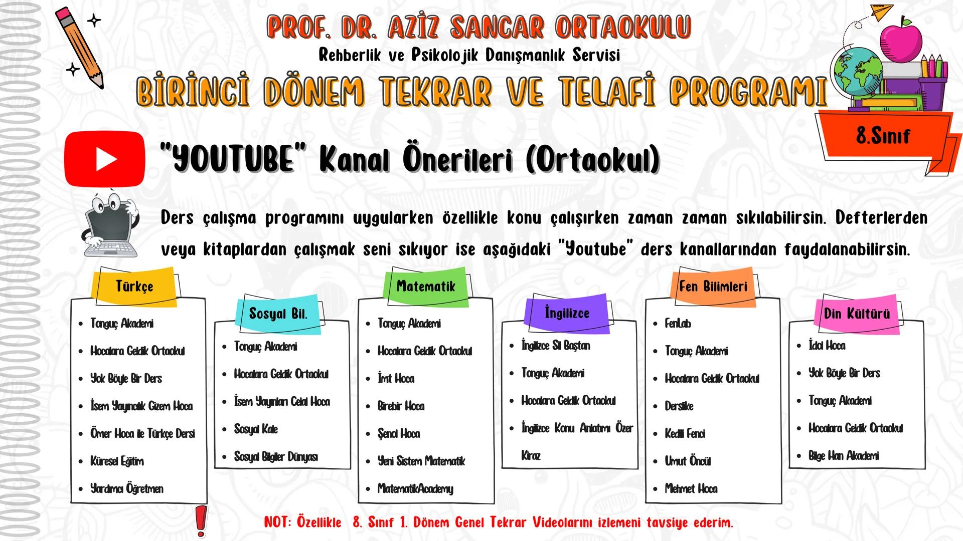 PROF. DR. AZİZ SANCAR ORTAOKULU
Rehberlik ve Psikolojik Danışmanlık Servisi
2024
BİRİNCİ DÖNEM TEKRAR VE TELAFİ PROGRAMI
8. SINIF
MERHABA SE