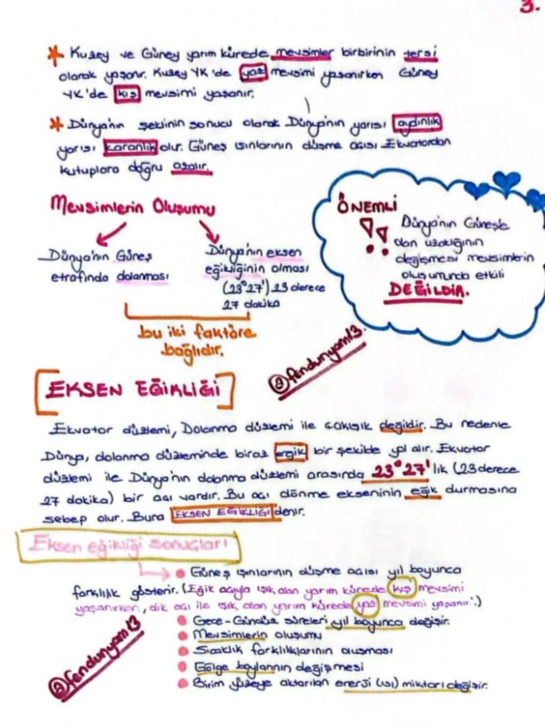le
4.
1/11
[MEVSİMLER VE İKLİM
Mevsimlerin Oluşumu
@fendunyamt3
Dünyanın
Sen →Dünya'nın kutuplardan basık, ekvatordan şişkin
bir şekli vardı