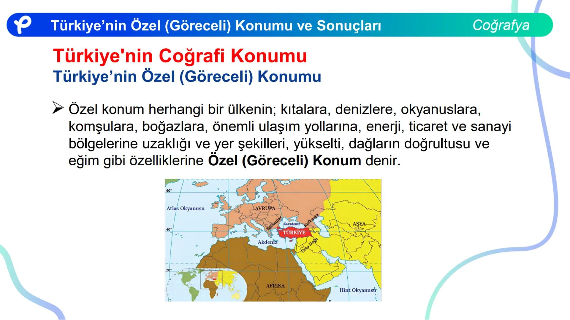 COĞRAFYA
TÜRKİYE'NİN COĞRAFİ
KONUMU ## TÜRKİYE'NİN ÖZEL (GÖRECELİ)
KONUMU VE SONUÇLARI Türkiye'nin Coğrafi Konumu
Başlangıç Merdiyeni
0°
2