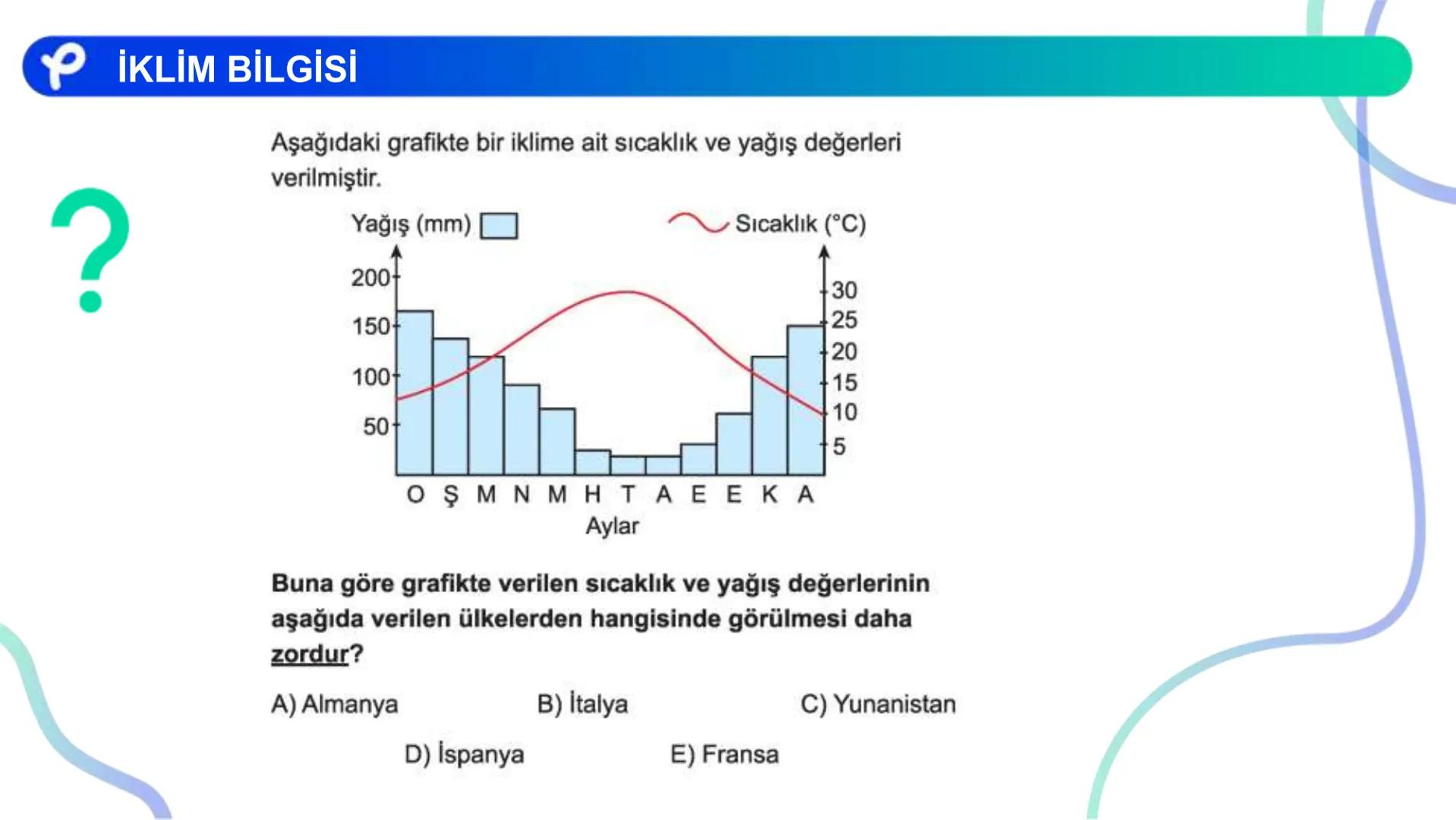 COĞRAFYA
İKLİM BİLGİSİ # İKLİM ELEMANLARI:
- Sıcaklık
- Nemlilik ve Yağış
- Basınç
- Rüzgarlar ## Atmosfer ve Katmanları
Azot (%78)
Oksije