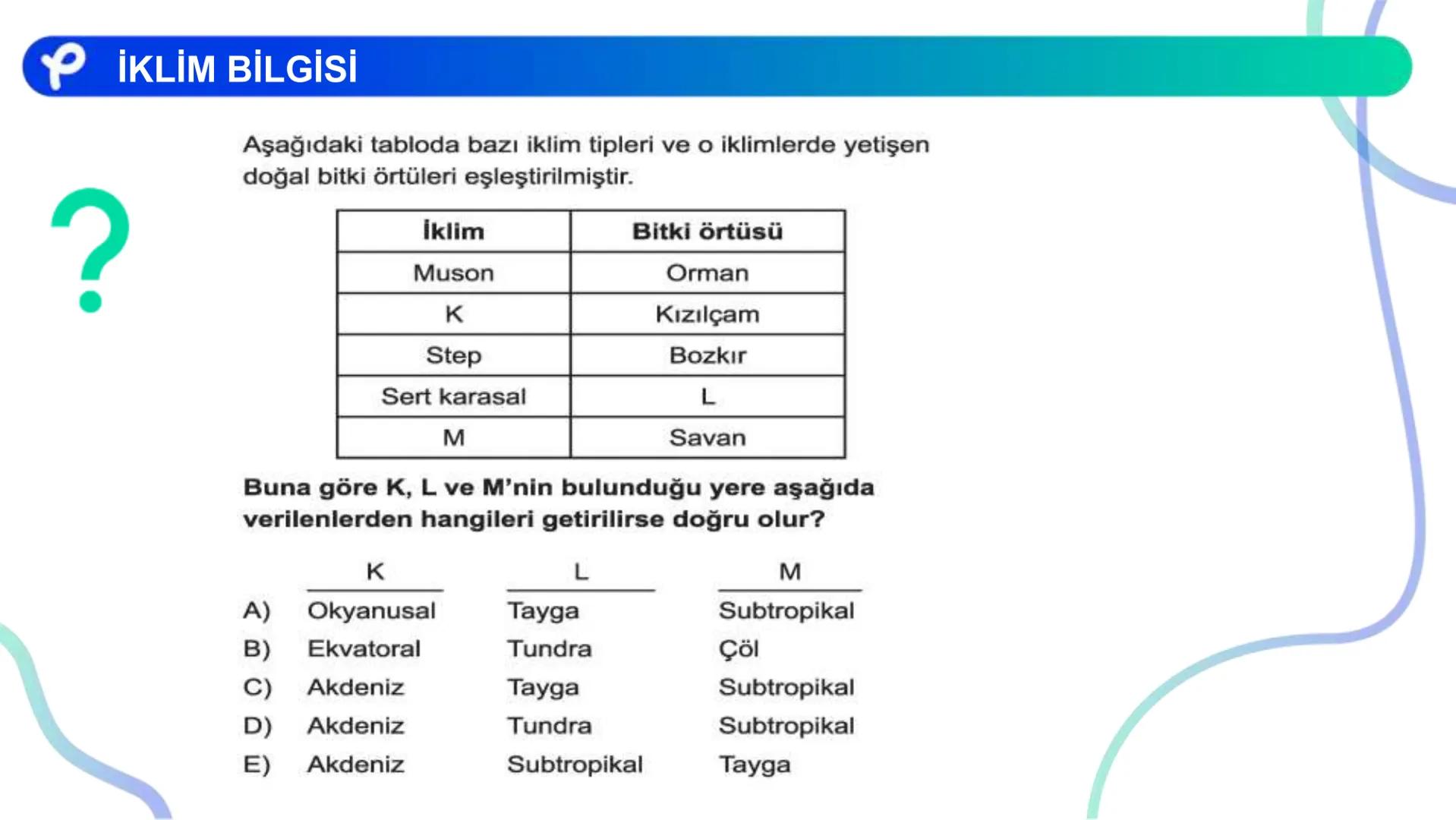 COĞRAFYA
İKLİM BİLGİSİ # İKLİM ELEMANLARI:
- Sıcaklık
- Nemlilik ve Yağış
- Basınç
- Rüzgarlar ## Atmosfer ve Katmanları
Azot (%78)
Oksije