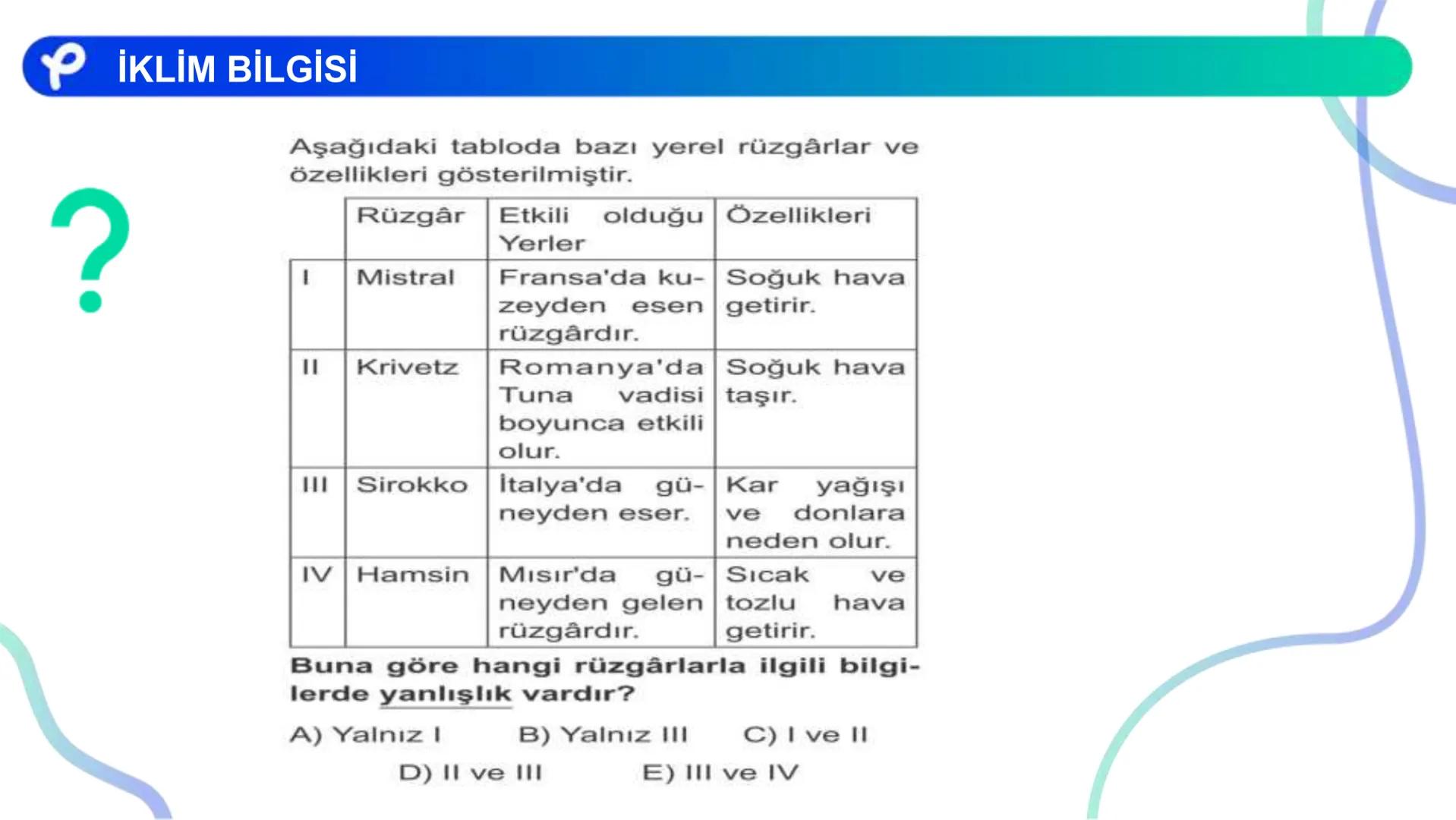 COĞRAFYA
İKLİM BİLGİSİ # İKLİM ELEMANLARI:
- Sıcaklık
- Nemlilik ve Yağış
- Basınç
- Rüzgarlar ## Atmosfer ve Katmanları
Azot (%78)
Oksije