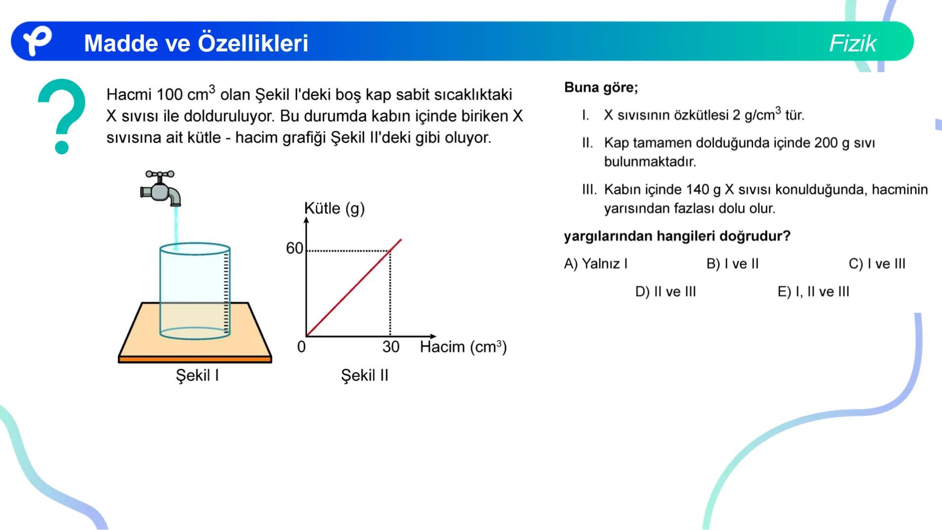 Fizik
MADDE VE ÖZELLİKLERİ ## Madde ve Özellikleri
**Madde:**
Kütlesi, hacmi ve eylemsizliği olan her şeye madde denir.
Fizik Madde ve Öze