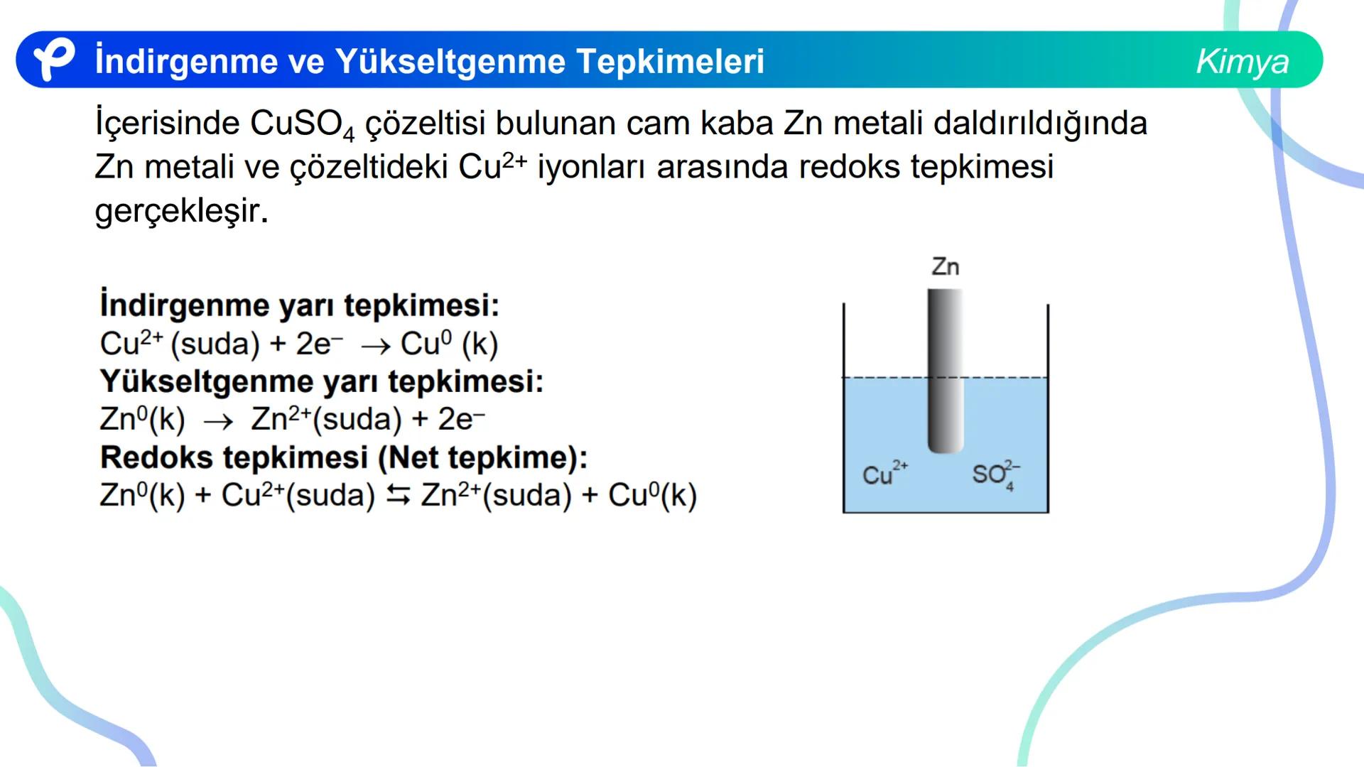 KİMYA
İNDİRGENME VE
YÜKSELTGENME TEPKİMELERİ # İndirgenme ve Yükseltgenme Tepkimeleri
Bir atom ya da iyonun e- almasıyla gerçekleşen olaya
