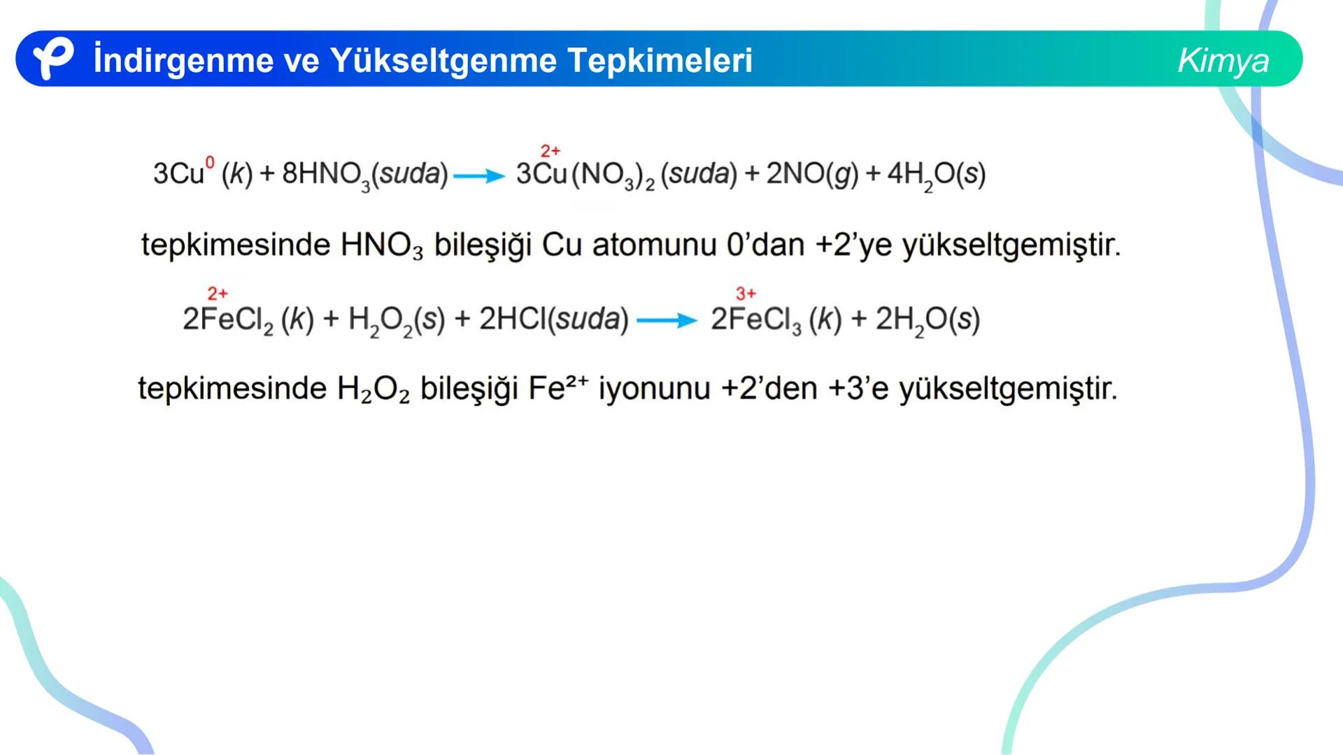 KİMYA
İNDİRGENME VE
YÜKSELTGENME TEPKİMELERİ # İndirgenme ve Yükseltgenme Tepkimeleri
Bir atom ya da iyonun e- almasıyla gerçekleşen olaya