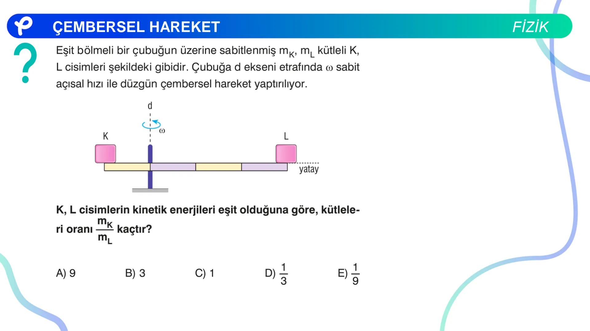 Fizik
ÇEMBERSEL HAREKET ## PÇEMBERSEL HAREKET
## 1. Düzgün Çembersel Hareket
Bir cismin bir eksen etrafında izlediği çembersel yörüngeli
h