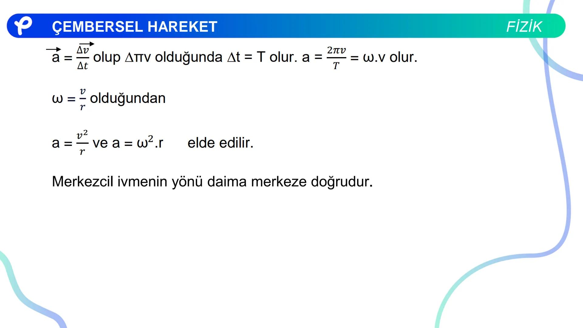 Fizik
ÇEMBERSEL HAREKET ## PÇEMBERSEL HAREKET
## 1. Düzgün Çembersel Hareket
Bir cismin bir eksen etrafında izlediği çembersel yörüngeli
h