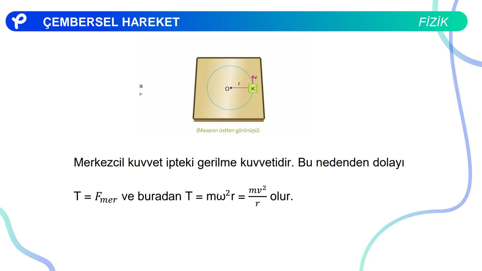 Fizik
ÇEMBERSEL HAREKET ## PÇEMBERSEL HAREKET
## 1. Düzgün Çembersel Hareket
Bir cismin bir eksen etrafında izlediği çembersel yörüngeli
h