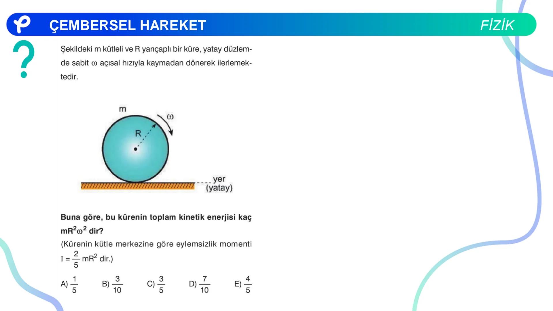 Fizik
ÇEMBERSEL HAREKET ## PÇEMBERSEL HAREKET
## 1. Düzgün Çembersel Hareket
Bir cismin bir eksen etrafında izlediği çembersel yörüngeli
h