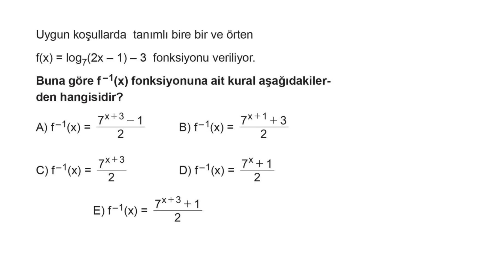 LOGARİTMA Logaritma konusuna çalışmaya başlamadan önce TYT – Üslü
Sayılar konusunu tekrar etmenizde fayda var. # ÜSTEL FONKSİYONUN
# ÖZELLİK