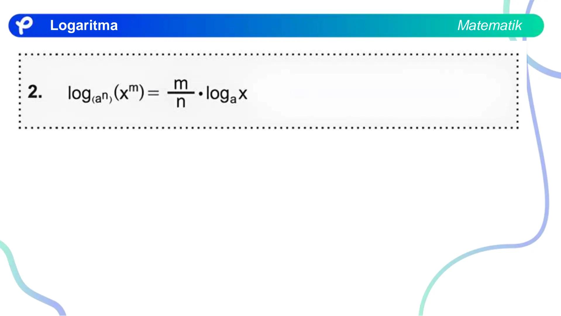 MATEMATİK
LOGARİTMA Logaritma
a > 1 olduğunda y = a<sup>x</sup> üstel fonksiyonu
bire bir örten olan artan bir fonksiyondur.
0 < a < 1 olduğ