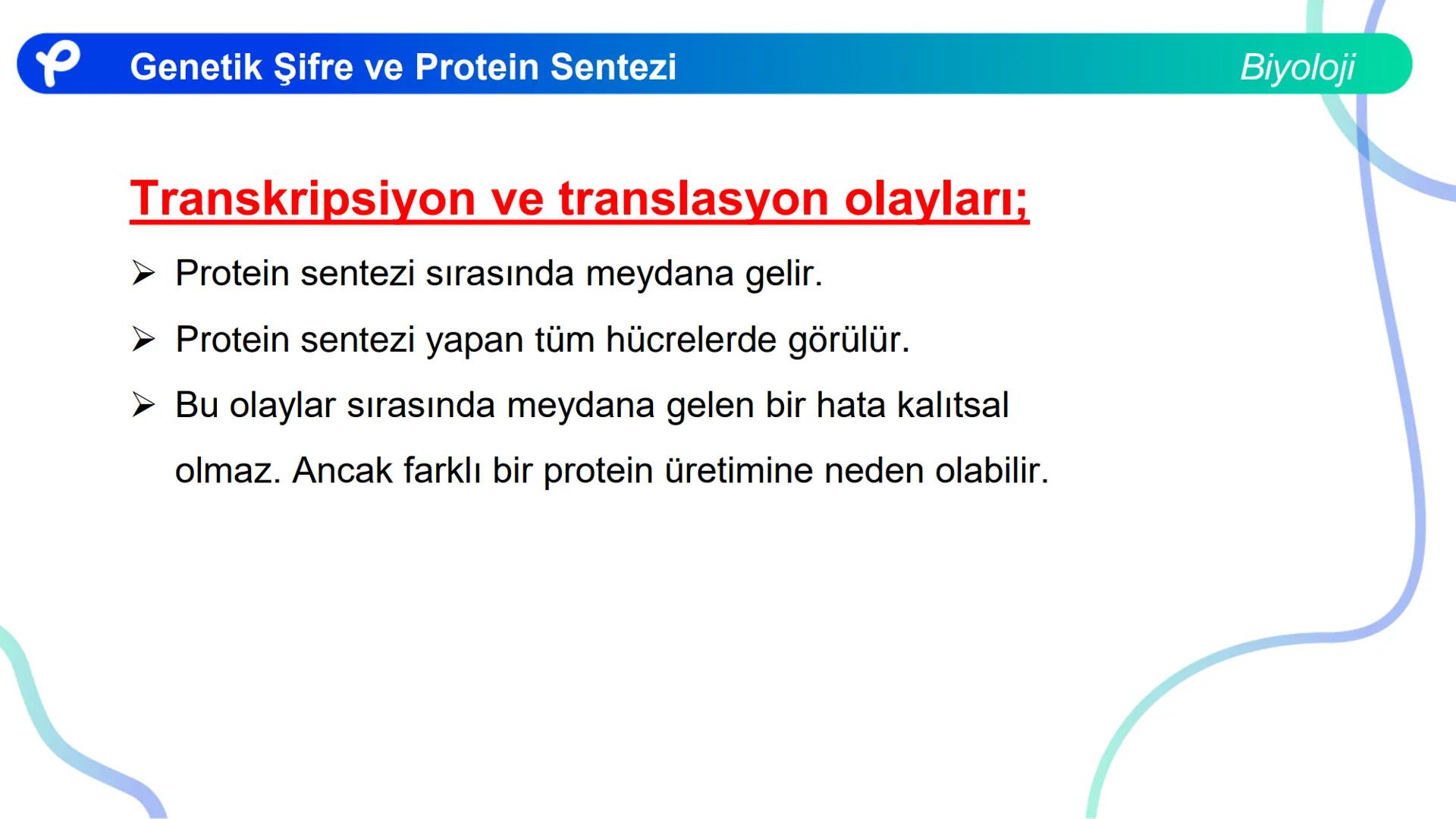## Biyoloji
## GENETİK ŞİFRE VE
## PROTEİN SENTEZİ ## Genetik Şifre ve Protein Sentezi
## Genetik Şifre
- **Şifre:** Bir bilgiyi bir form