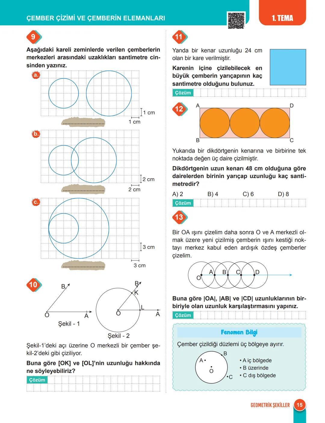 TEMEL GEOMETRİK ŞEKİLLER VE ÖZELLİKLERİ
Nokta, Doğru, Doğru Parçası ve İşın
Nokta tanımsız bir kavramdır. Noktanın uzun-
luğu, eni, alanı ve