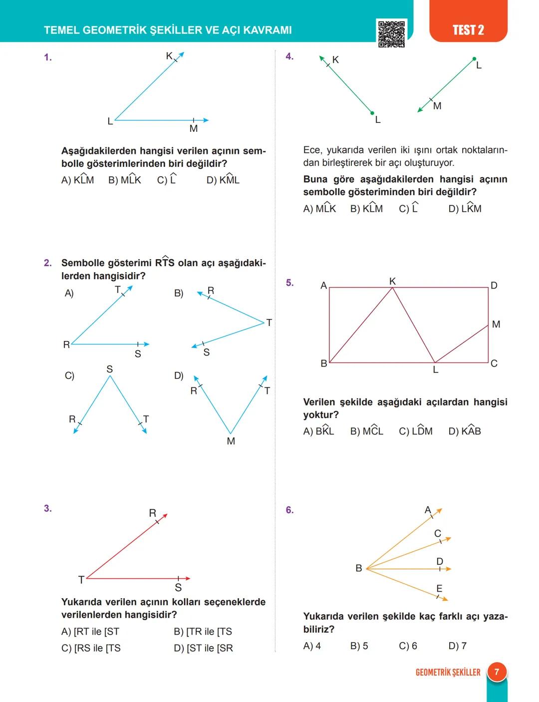 TEMEL GEOMETRİK ŞEKİLLER VE ÖZELLİKLERİ
Nokta, Doğru, Doğru Parçası ve İşın
Nokta tanımsız bir kavramdır. Noktanın uzun-
luğu, eni, alanı ve