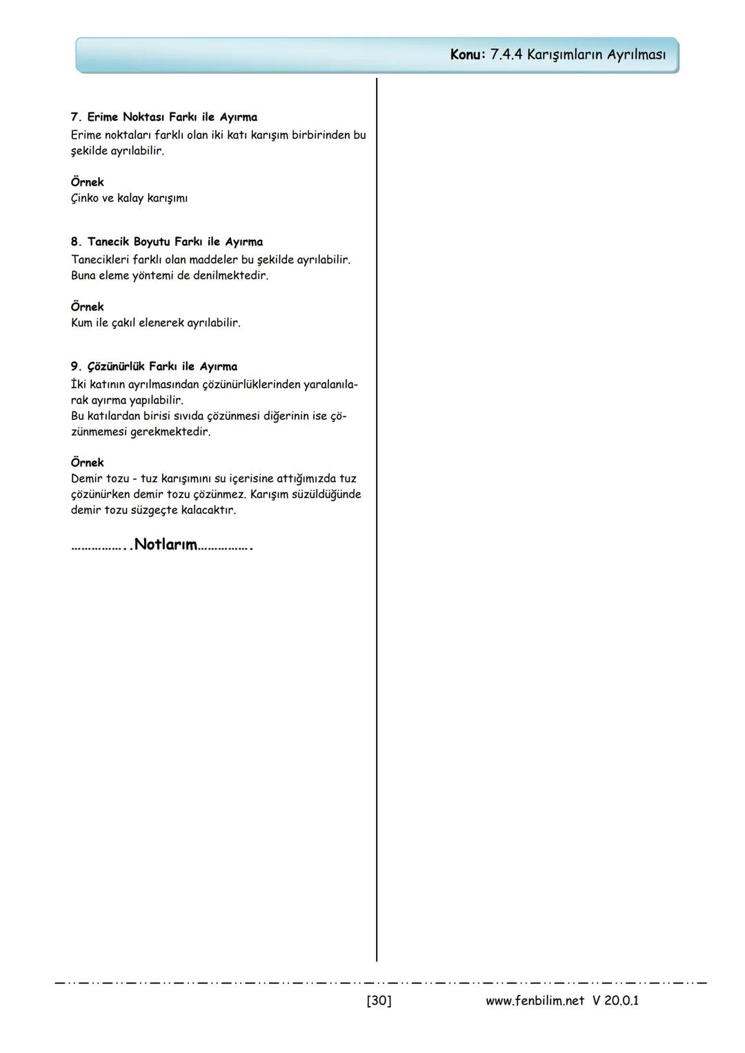 ## 7.Sınıf Fen Bilimleri Ders Notları
Barış ZEREN
Fen Bilimleri Öğretmeni
www.fenbilim.net V 20.0.1 1.Ünite: Güneş Sistemi ve Ötesi
Konu: