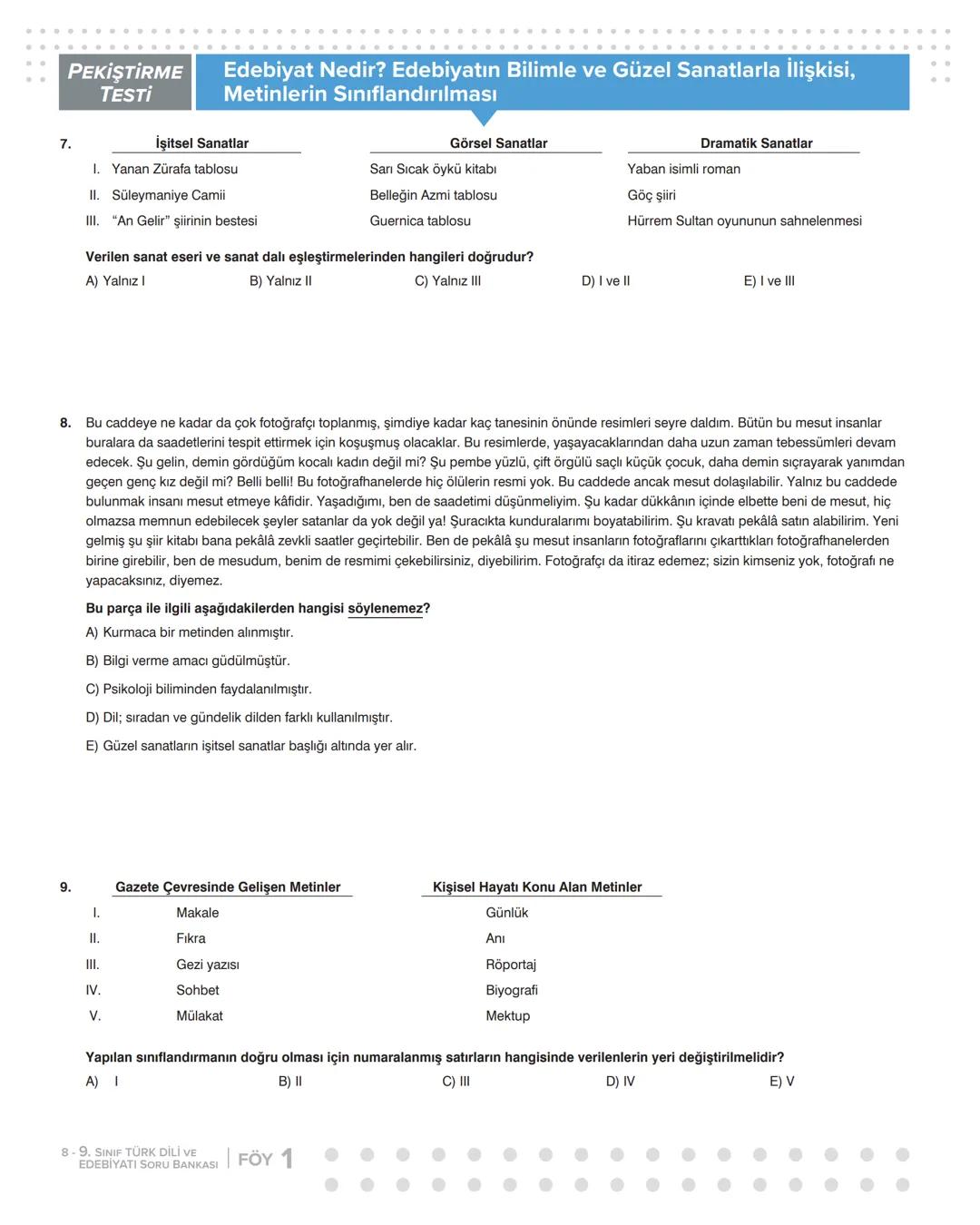 9
TÜRK DİLİ VE
EDEBİYATI
Soru Bankası
32 Föy
Tamamı
Video
Çözümlü
mobil
analiz ir
11 SINAV
FÖYÜ
Kavrama
Testleri
Pekiştirme
Testleri
Otudem