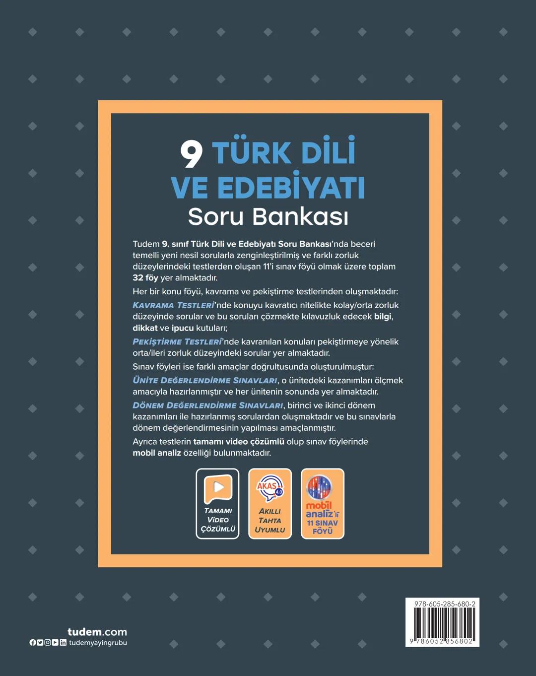 9
TÜRK DİLİ VE
EDEBİYATI
Soru Bankası
32 Föy
Tamamı
Video
Çözümlü
mobil
analiz ir
11 SINAV
FÖYÜ
Kavrama
Testleri
Pekiştirme
Testleri
Otudem