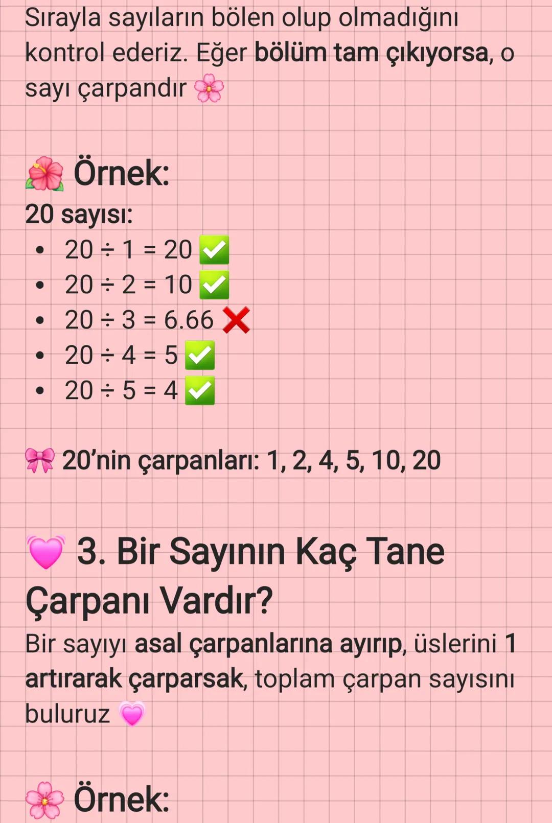 ## 8. Sınıf Matematik:
ÇARPANLAR (BÖLENLER)
Konusu
## 1. Çarpan Nedir?
Bir doğal sayıyı kalansız bölebilen sayılara
o sayının çarpanları