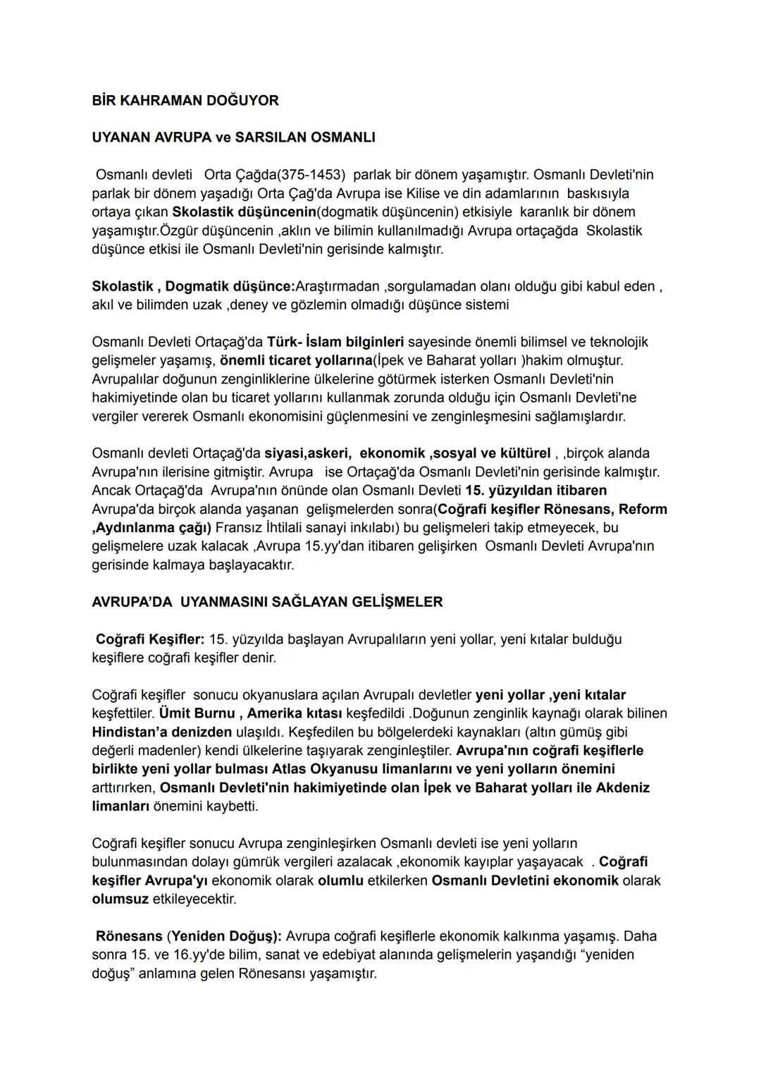 İnkılap 1. Ünite ders notları