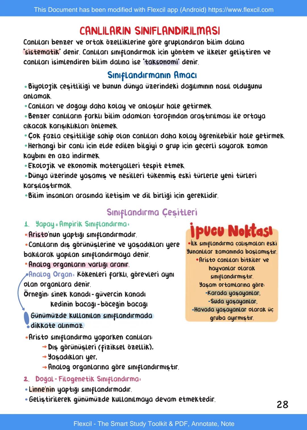 This Document has been modified with Flexcil app (Android) https://www.flexcil.com
# BİYOLOJİ
## İÇİNDEKİLER
Canlıların Ortak Özellikleri