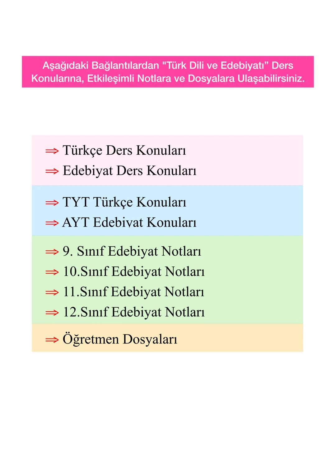 EDEBİ SANATLAR
•Teşbih
•Teşbih-i Beliğ
•İstiare
•Mecaz-ı Mürsel
•Teşhis
•İntak
•Tariz
•Tenasüp
•Kinaye
• İrsalimesel
•Tezat
•Telmih
•Hüsnüt