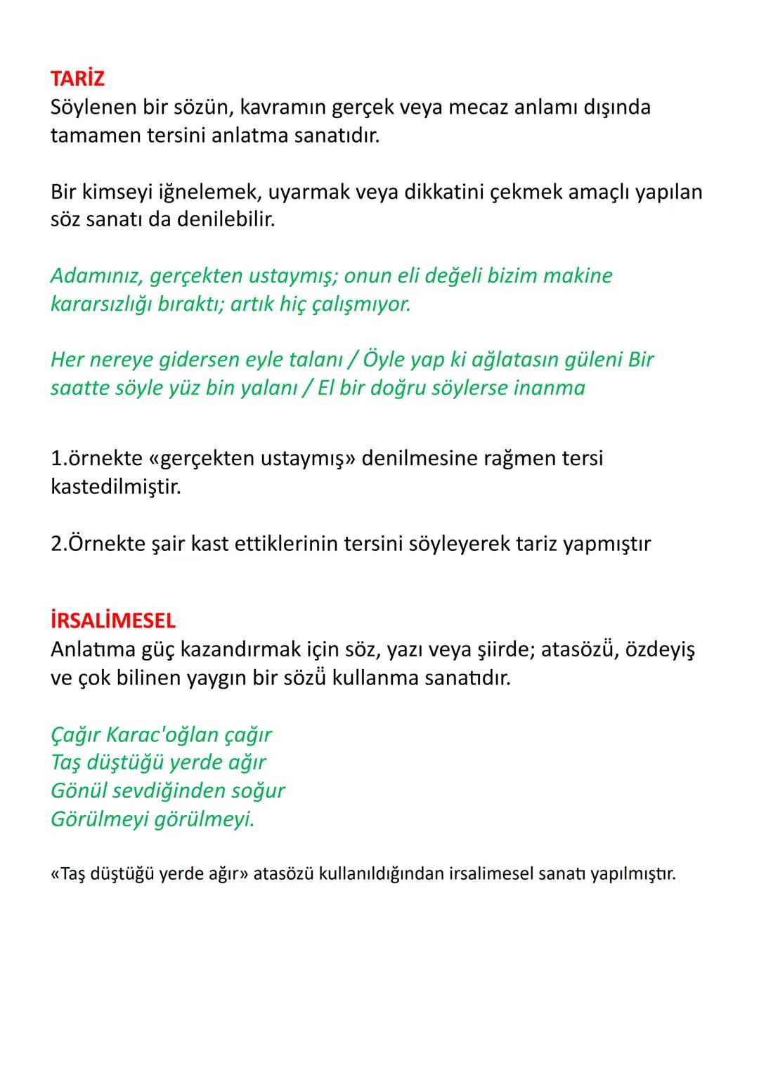 EDEBİ SANATLAR
•Teşbih
•Teşbih-i Beliğ
•İstiare
•Mecaz-ı Mürsel
•Teşhis
•İntak
•Tariz
•Tenasüp
•Kinaye
• İrsalimesel
•Tezat
•Telmih
•Hüsnüt