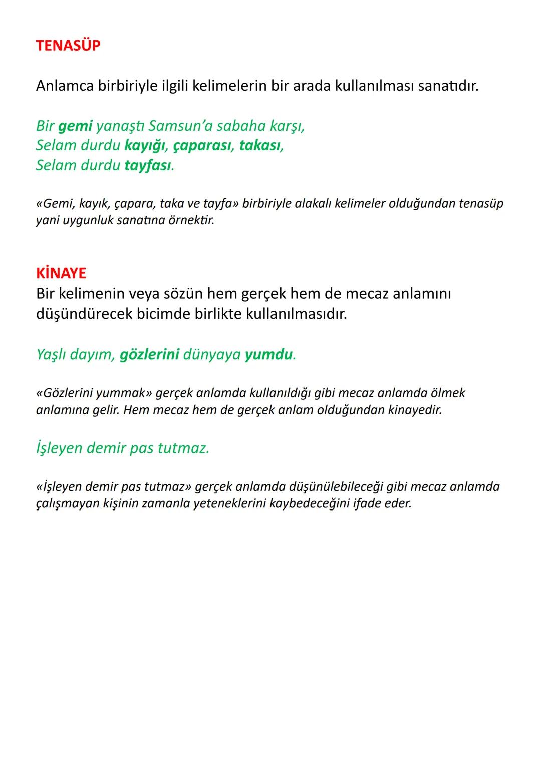 EDEBİ SANATLAR
•Teşbih
•Teşbih-i Beliğ
•İstiare
•Mecaz-ı Mürsel
•Teşhis
•İntak
•Tariz
•Tenasüp
•Kinaye
• İrsalimesel
•Tezat
•Telmih
•Hüsnüt