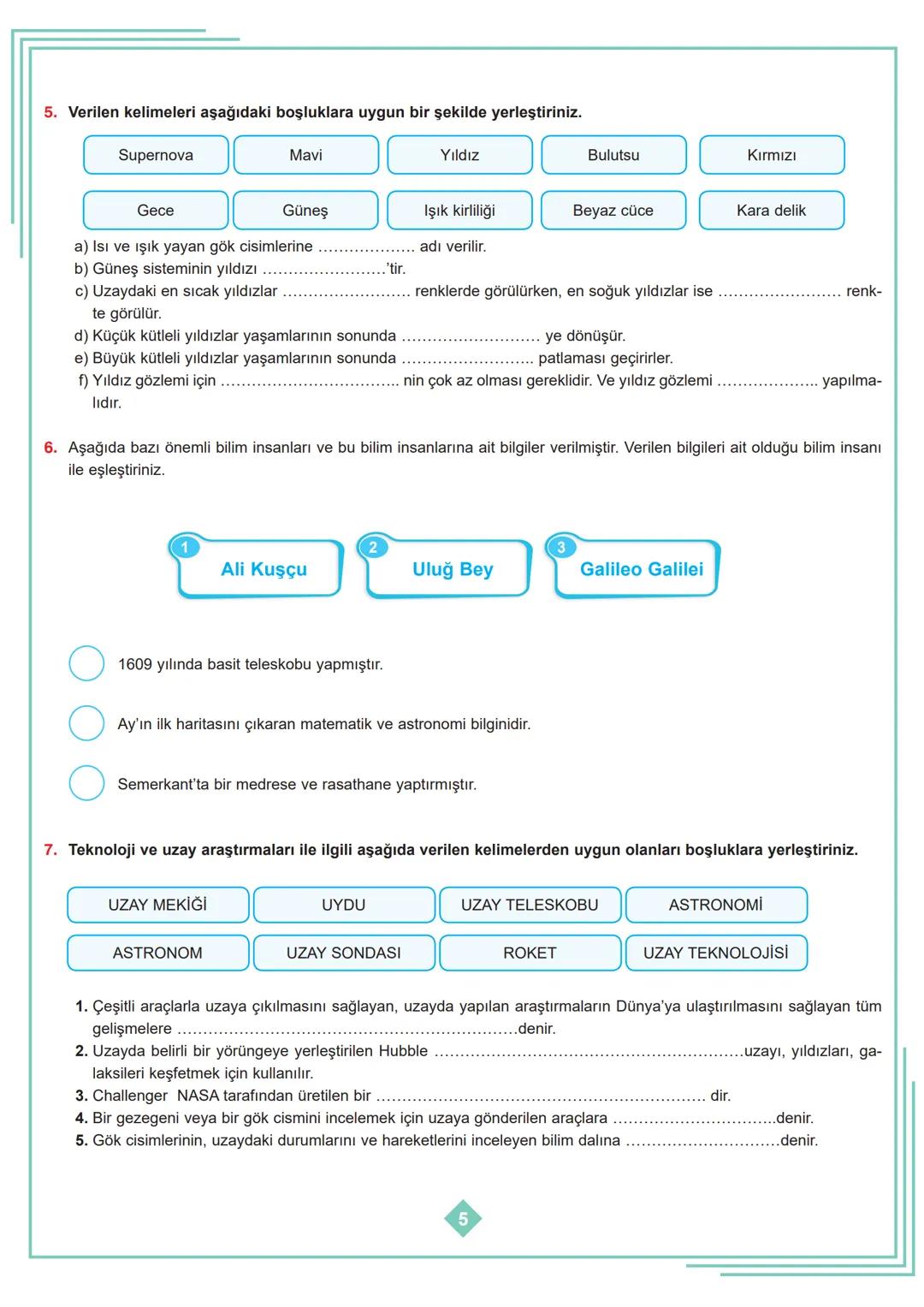 7.SINIF 1. ÜNİTE
ÇALIŞMA FASİKÜLÜ
FEN BİLİMLERİ
Bu kitapçık YALOVA Ölçme Değerlendirme Merkezi
tarafından hazırlanmıştır. # 1. Bölüm: Uzay