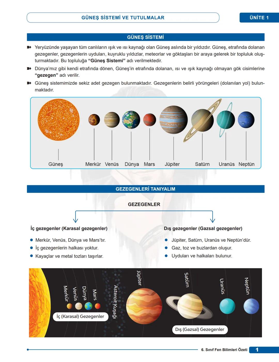 # GÜNEŞ SİSTEMİ VE TUTULMALAR
ÜNİTE 1
# GÜNEŞ SİSTEMİ
► Yeryüzünde yaşayan tüm canlıların ışık ve ısı kaynağı olan Güneş aslında bir yıld