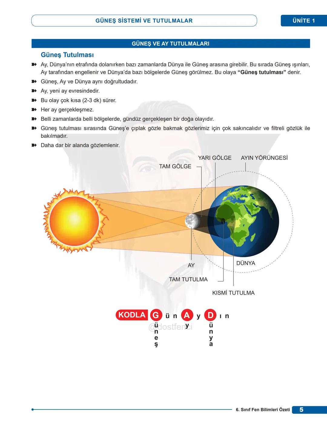 # GÜNEŞ SİSTEMİ VE TUTULMALAR
ÜNİTE 1
# GÜNEŞ SİSTEMİ
► Yeryüzünde yaşayan tüm canlıların ışık ve ısı kaynağı olan Güneş aslında bir yıld