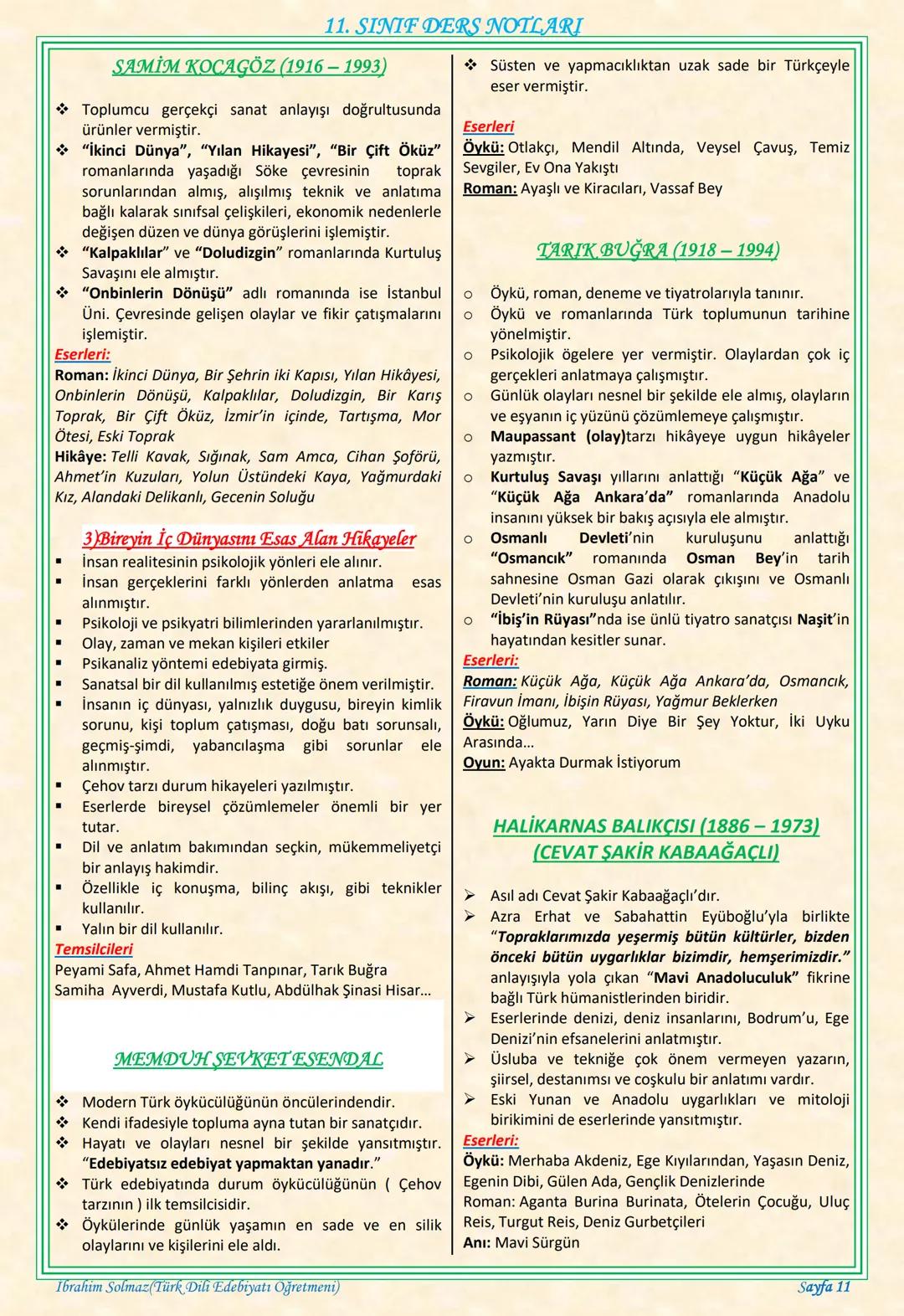 # 11. SINIF DERS NOTLARI
EDEBİYAT TOPLUM İLİŞKİSİ
Edebiyat; duygu, düşünce ve hayallerin insanlara
estetik bir zevk içerisinde sözlü veya