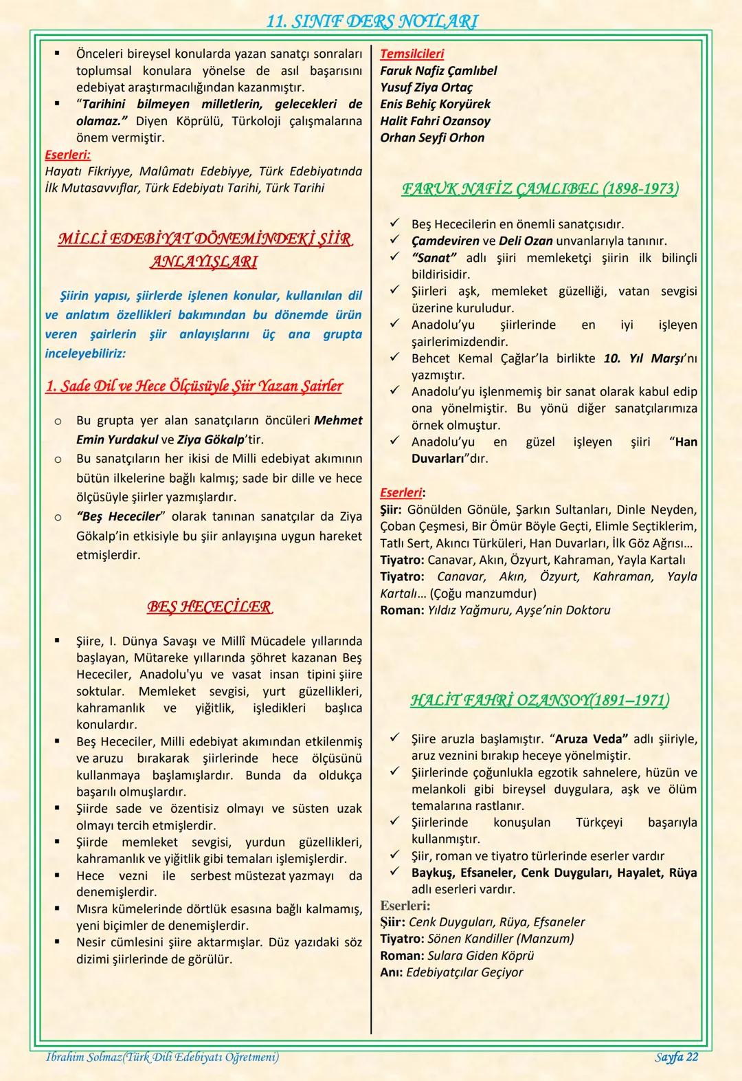 # 11. SINIF DERS NOTLARI
EDEBİYAT TOPLUM İLİŞKİSİ
Edebiyat; duygu, düşünce ve hayallerin insanlara
estetik bir zevk içerisinde sözlü veya