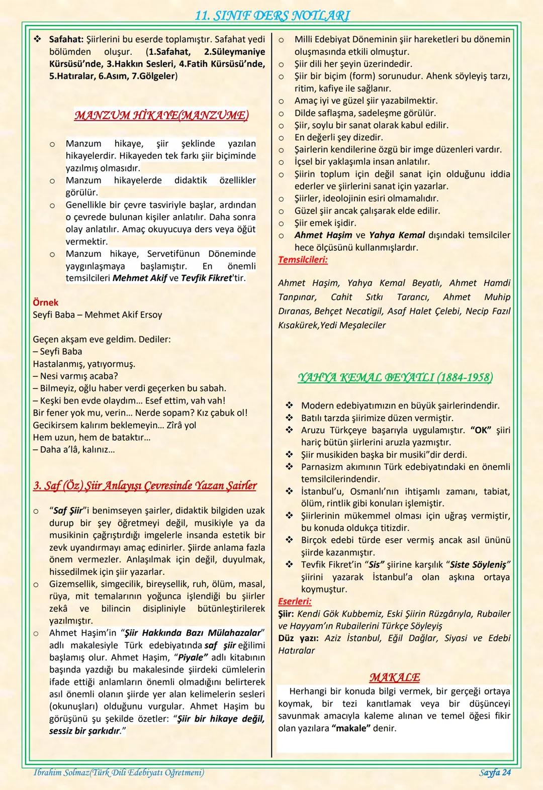 # 11. SINIF DERS NOTLARI
EDEBİYAT TOPLUM İLİŞKİSİ
Edebiyat; duygu, düşünce ve hayallerin insanlara
estetik bir zevk içerisinde sözlü veya