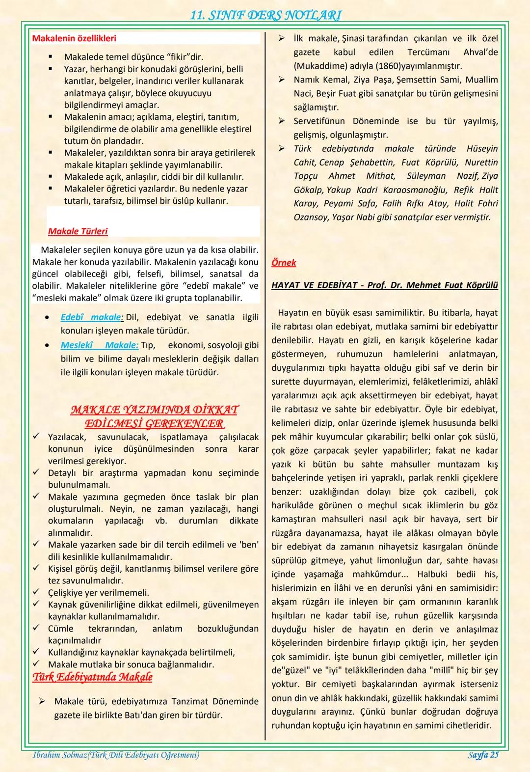 # 11. SINIF DERS NOTLARI
EDEBİYAT TOPLUM İLİŞKİSİ
Edebiyat; duygu, düşünce ve hayallerin insanlara
estetik bir zevk içerisinde sözlü veya