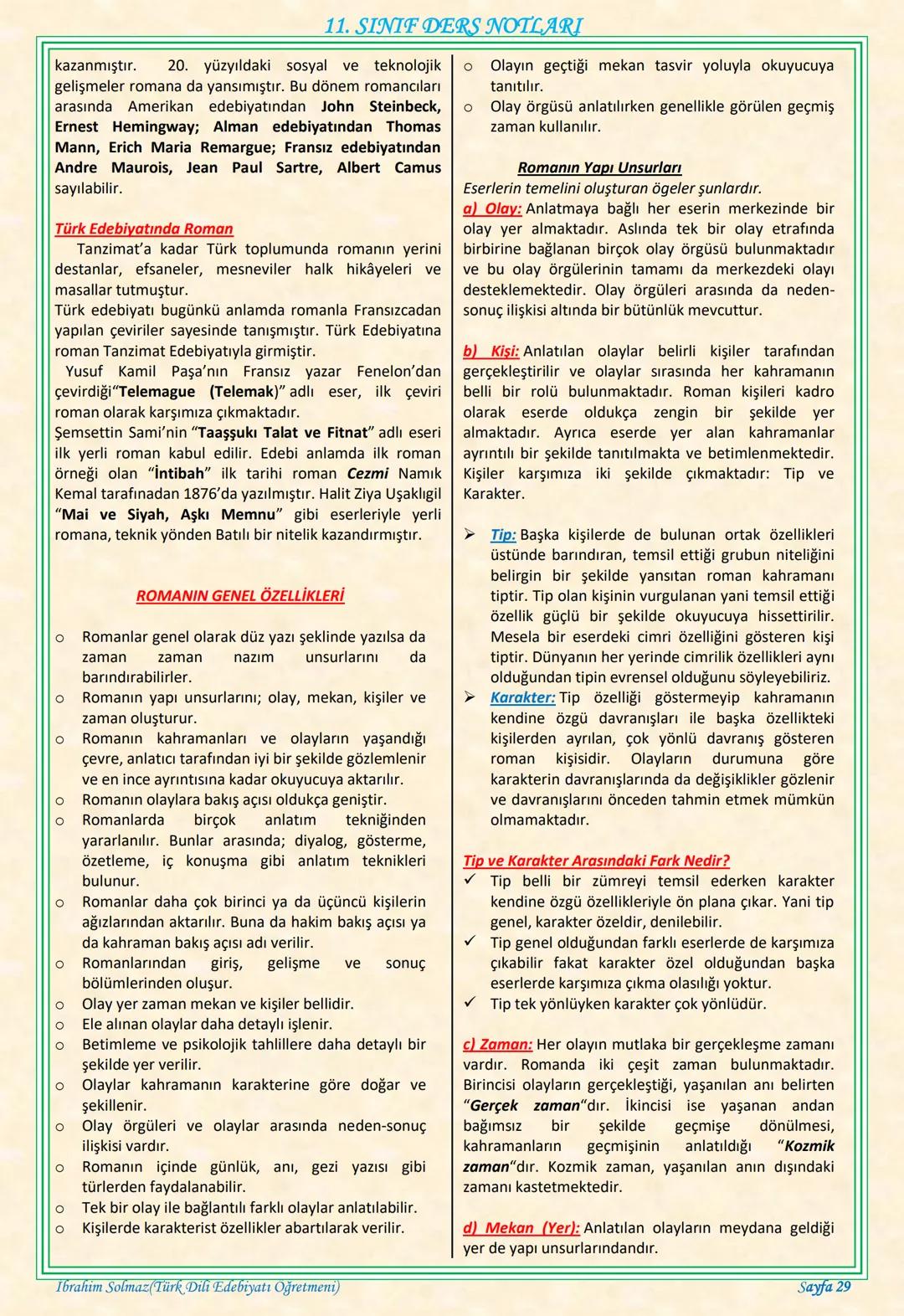 # 11. SINIF DERS NOTLARI
EDEBİYAT TOPLUM İLİŞKİSİ
Edebiyat; duygu, düşünce ve hayallerin insanlara
estetik bir zevk içerisinde sözlü veya