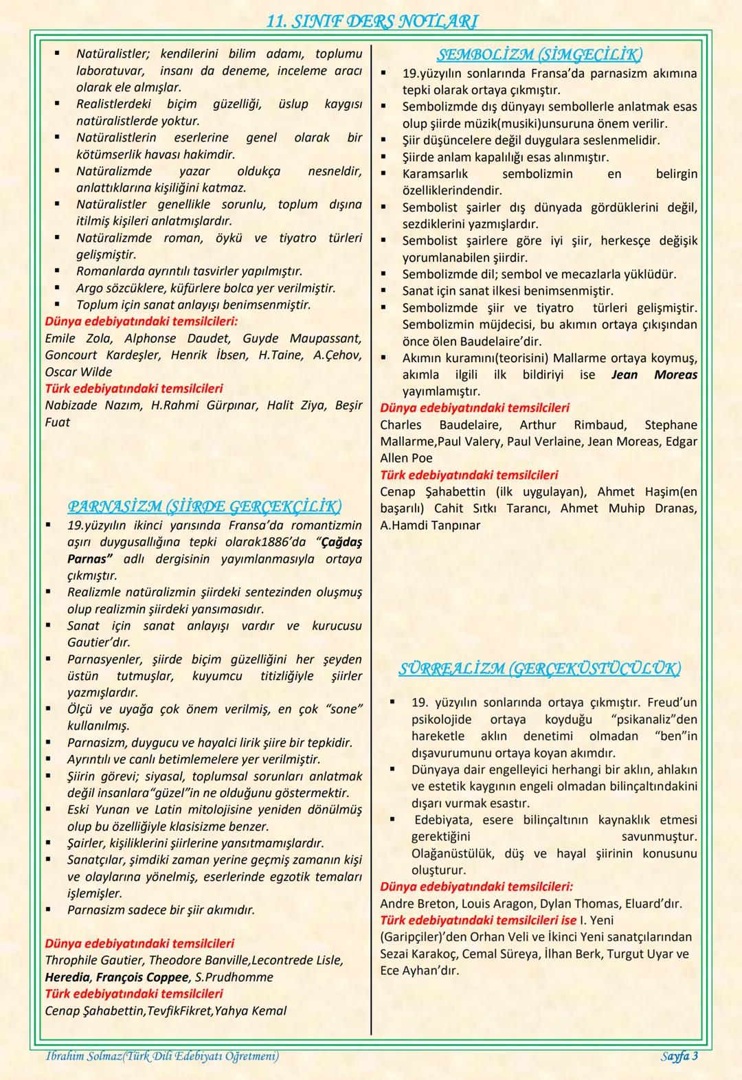 # 11. SINIF DERS NOTLARI
EDEBİYAT TOPLUM İLİŞKİSİ
Edebiyat; duygu, düşünce ve hayallerin insanlara
estetik bir zevk içerisinde sözlü veya
