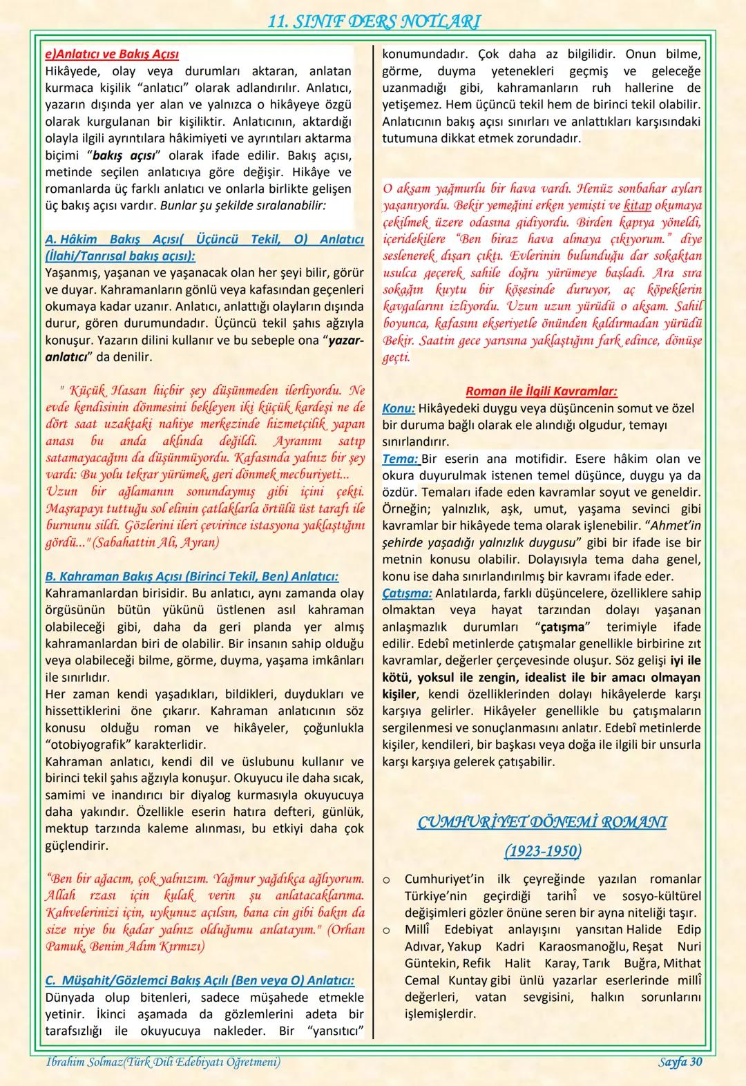 # 11. SINIF DERS NOTLARI
EDEBİYAT TOPLUM İLİŞKİSİ
Edebiyat; duygu, düşünce ve hayallerin insanlara
estetik bir zevk içerisinde sözlü veya